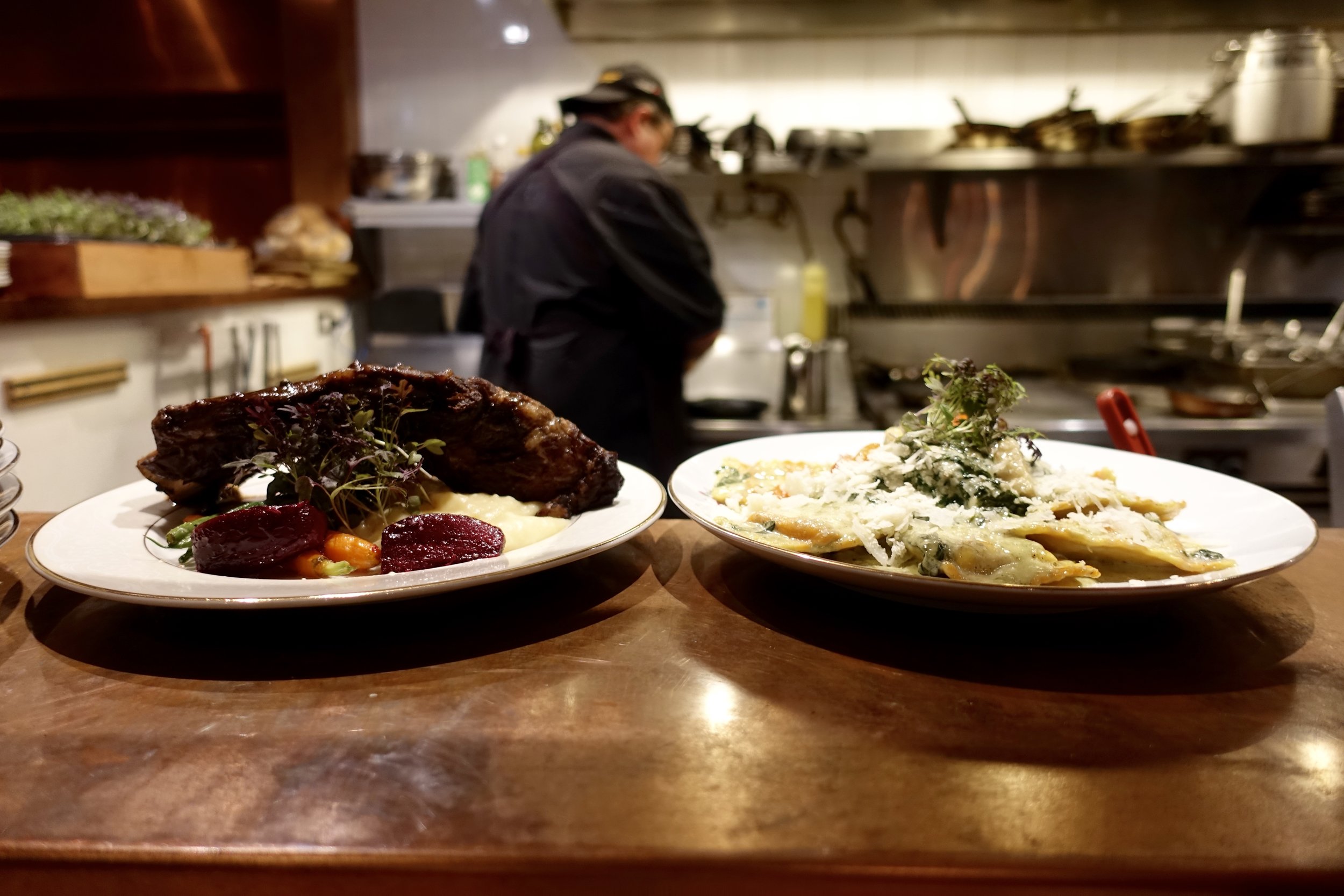 Left: Beef Tenderloin | Right: Brownbutter Squash Ravioli