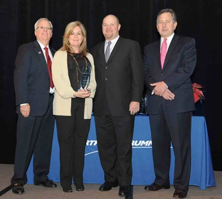 (Left to right) William F. Ahlberg , Manager, Socio-Economic Business Programs, Northrop Grumman Technical Services; Debbie Lucas , Senior Manager of Government Programs, Western Aero Repair Services, Inc.; Scott Balfanz , President, Western Aero Services, Inc.; Victor G. Obringer , Director, Global Supply Chain, Northrop Grumman Technical Services