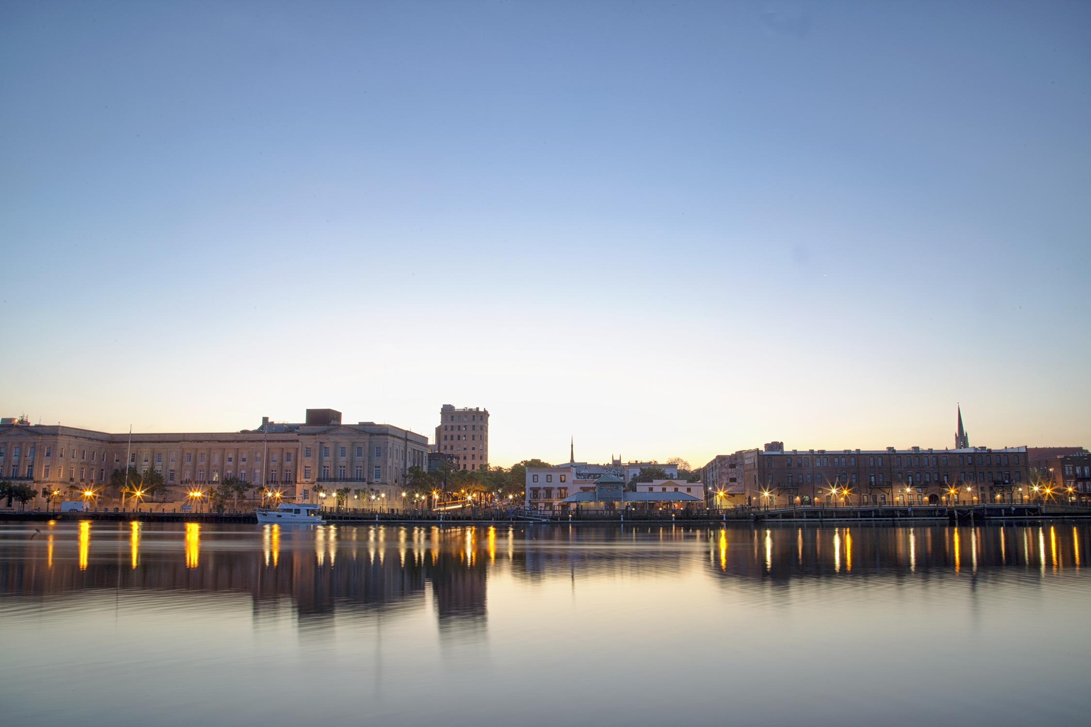 Battleship view of Downtown Wilmington, NC