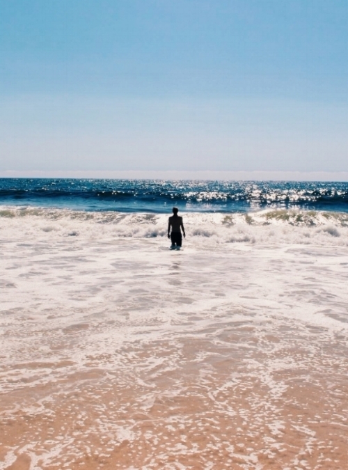 Ben swimming on the NSW coast