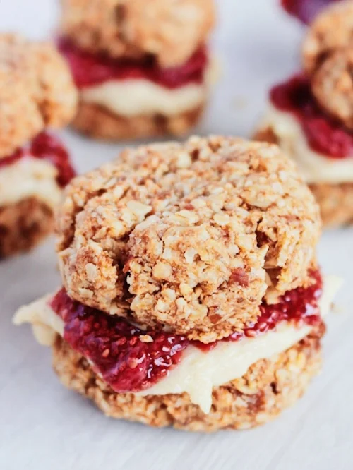 Vegan Jam Sandwiches with Strawberry Chia Jam & Cashew Cream filling