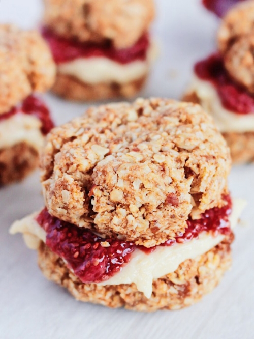 Vegan Jam Sandwiches with Strawberry Chia Jam & Cashew Cream filling