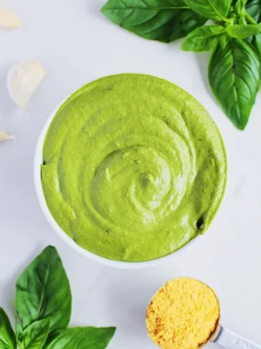 Basil Cashew Cheese sauce from ohsheglows.com