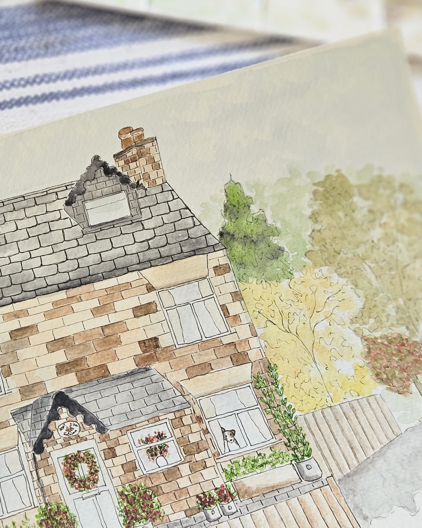 - C O M M I S S I O N - 

I'm super proud of my latest commission. Three illustrations of a beautiful cottage in our village, capturing the front, back &amp; garden. 

First, I sketch the ideas discussed &amp; talk to my client, making sure their hap