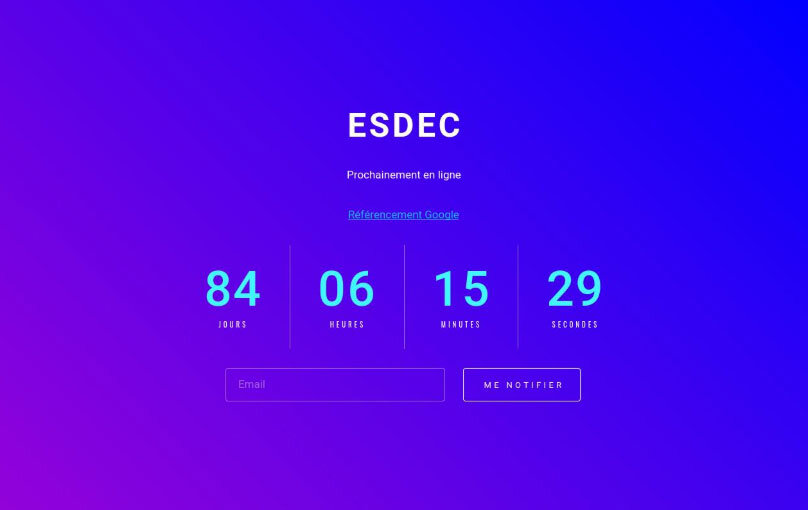 Mini Site avec compte à rebours pour le lancement