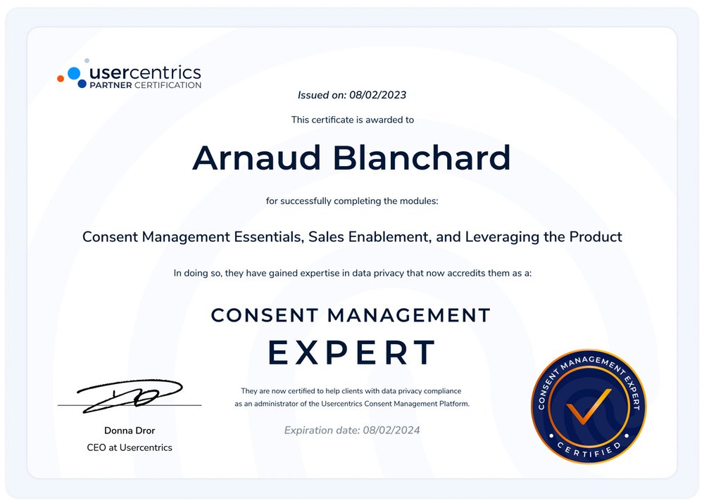 Arnaud Blanchard RGPD Expert Consent Management Usercentrics
