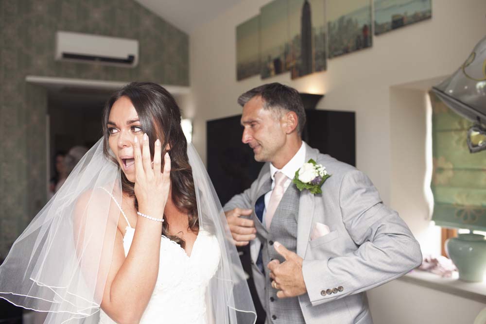 Bride and father of the bride tears on her wedding day photography