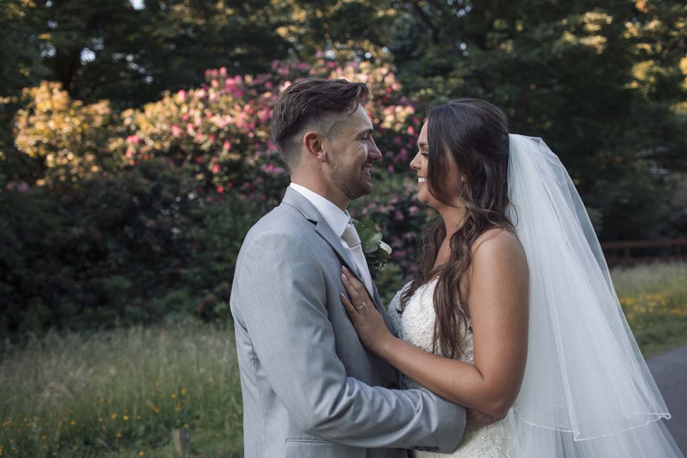 Photography Couples portraits during golden hour at they wedding in Preston Lancashire