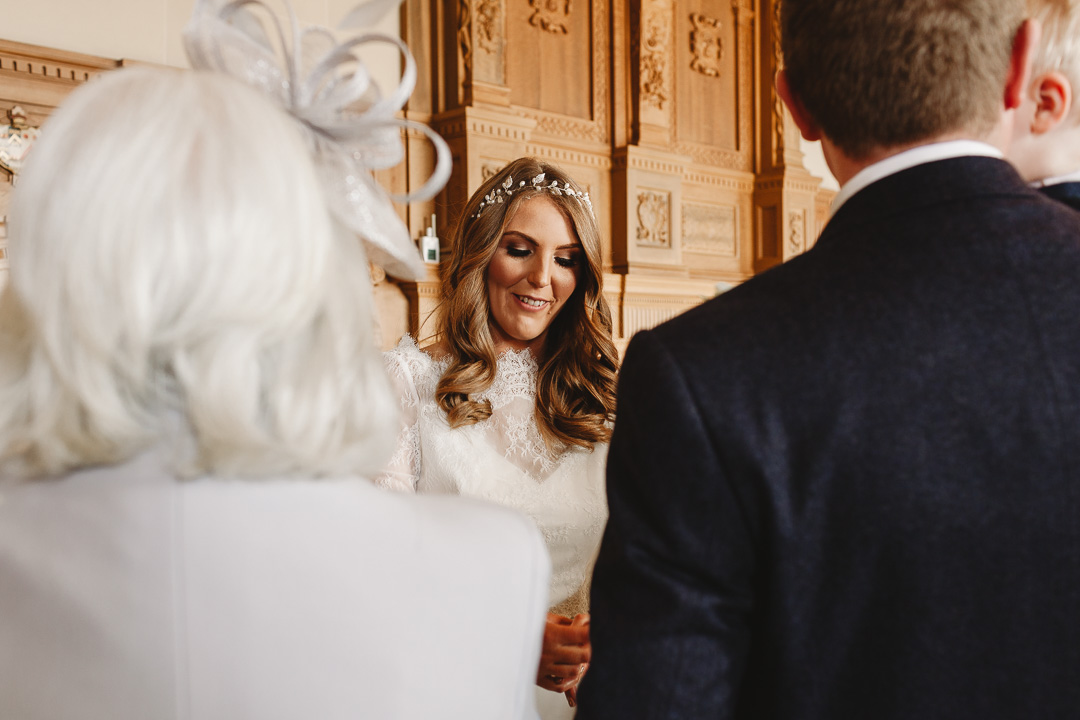 Bride showing her ring