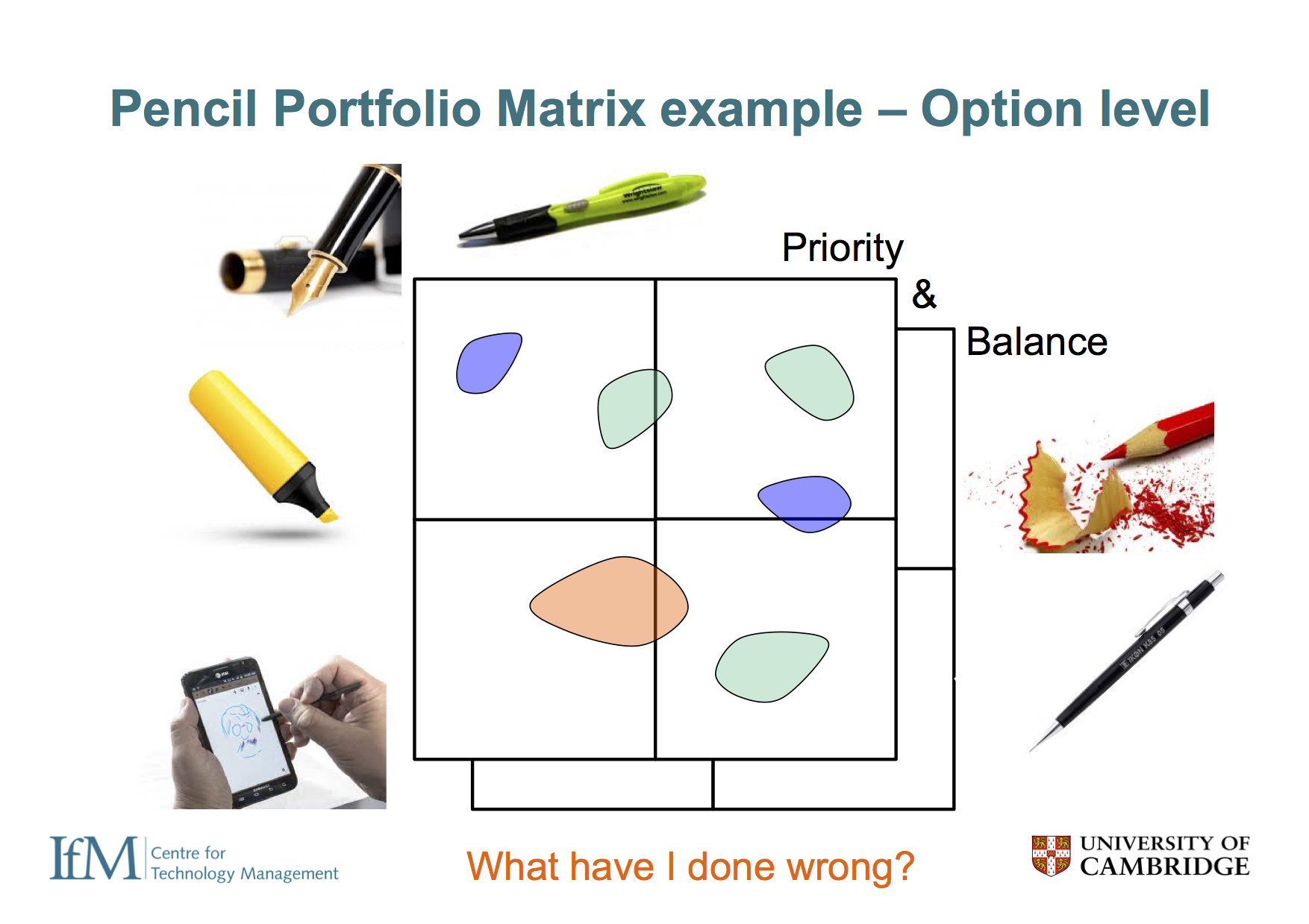  At the option level it is possible to distinguish between different choices of pen, pencil or stylus. However, it is unlikely that exactly the same criteria will apply to these different product categories, and so they should not be combined into on