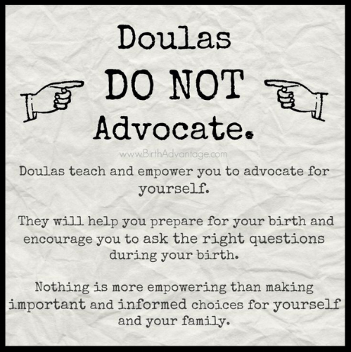 Figure 3: "Doulas DO NOT Advocate" image containing the "empowerment argument" against advocacy.