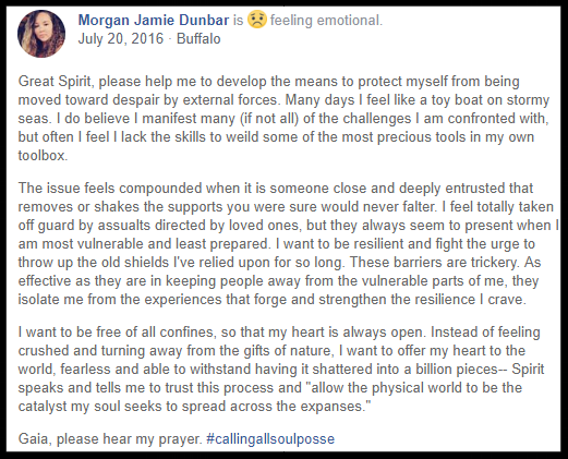 July 20, 2016 facebook post: Twenty-two days prior to the birth of Kali Ra.