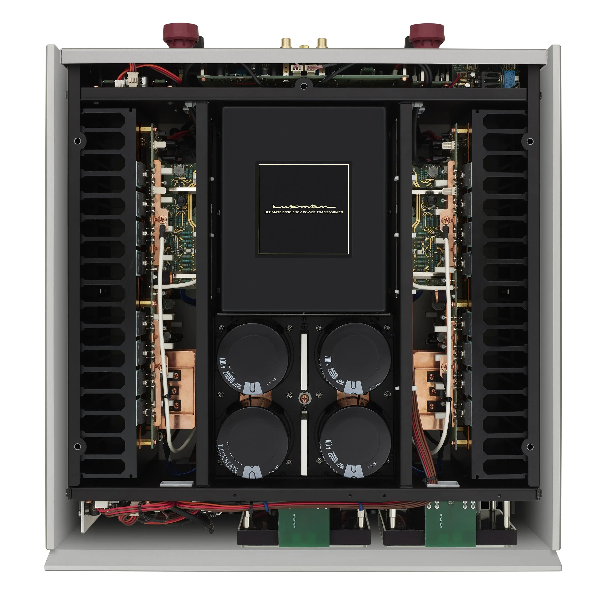 Inside view of the Luxman M-10X power amplifier.