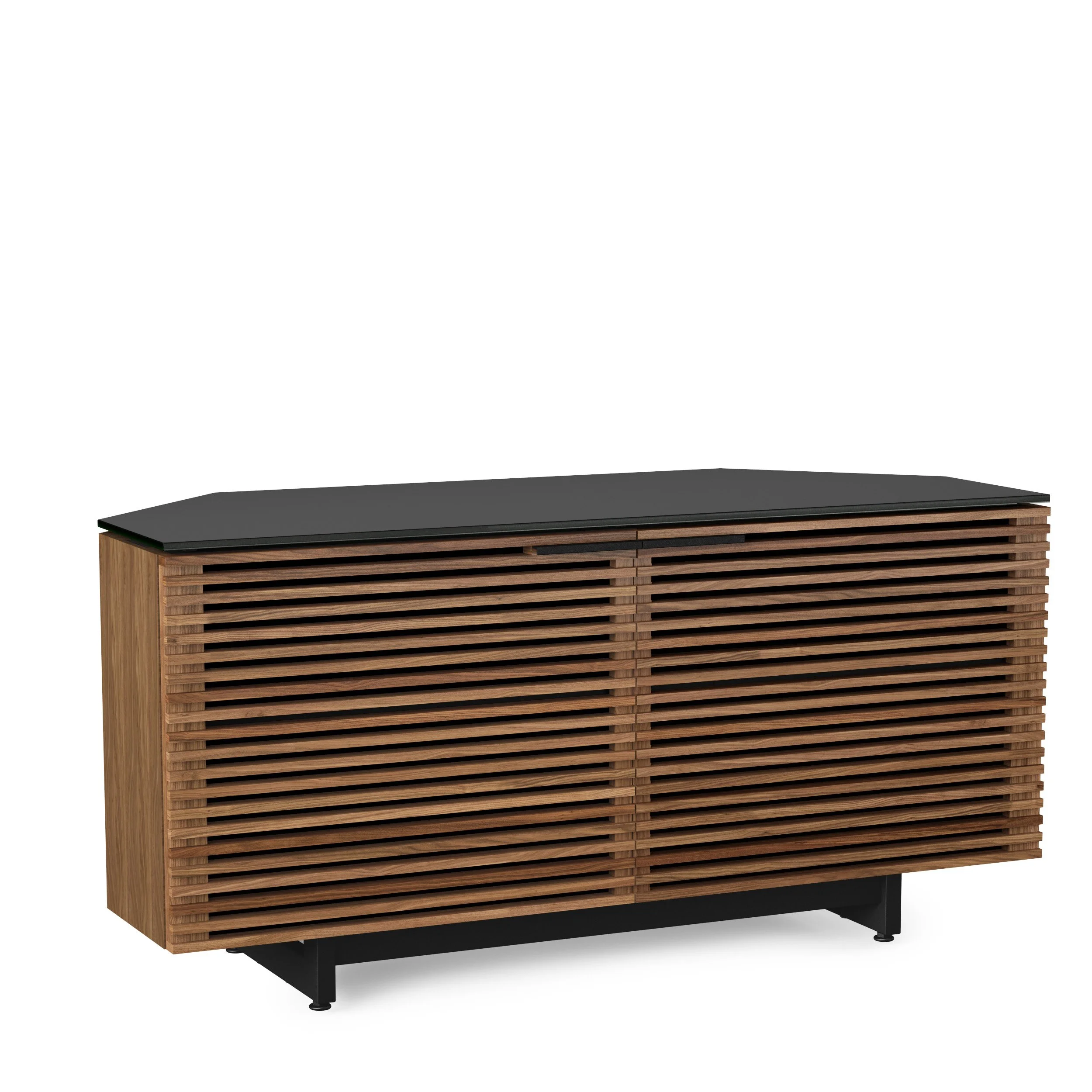 BDI Corridor 8175 corner cabinet shown in natural walnut.