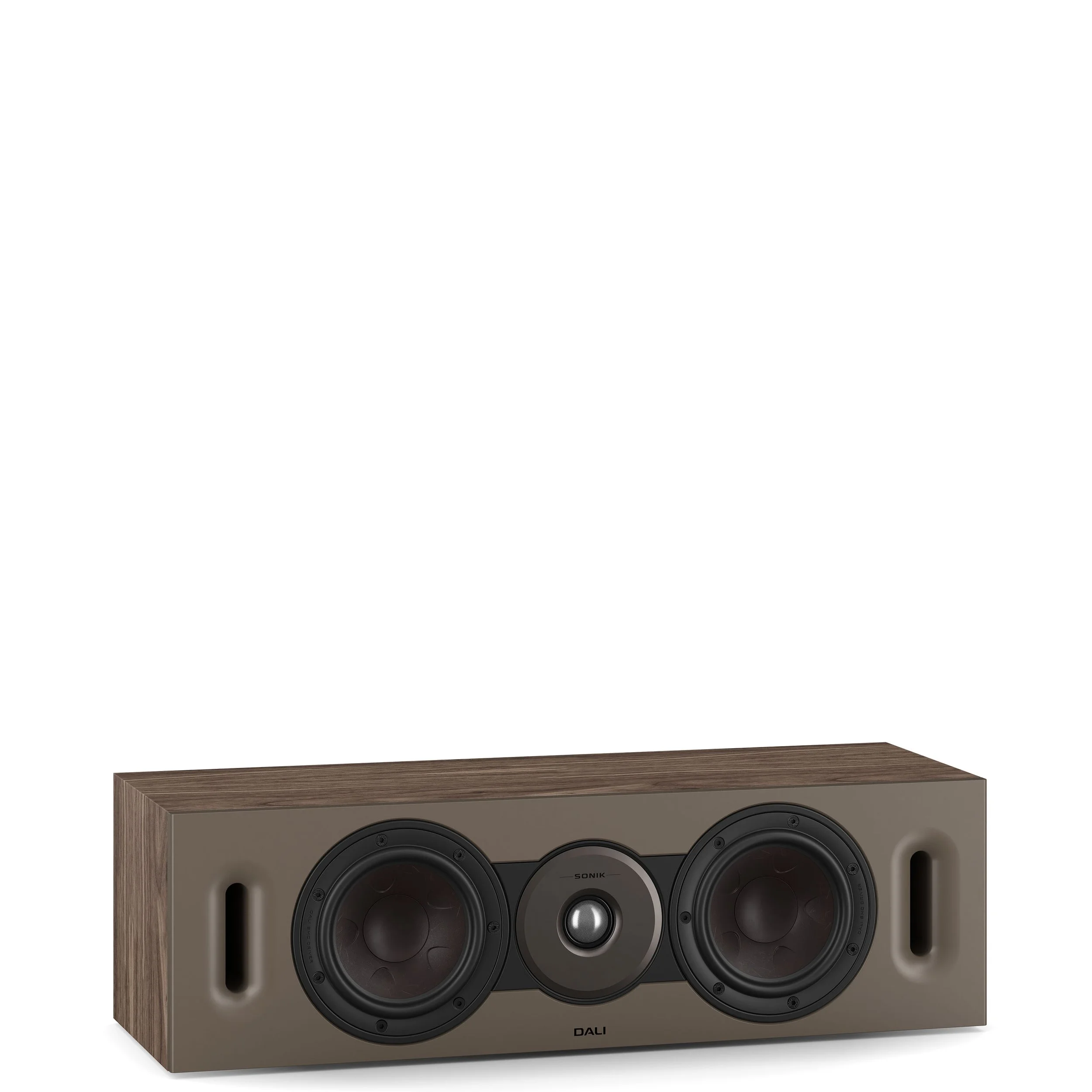 DALI Sonik Cinema centre speaker shown in walnut.