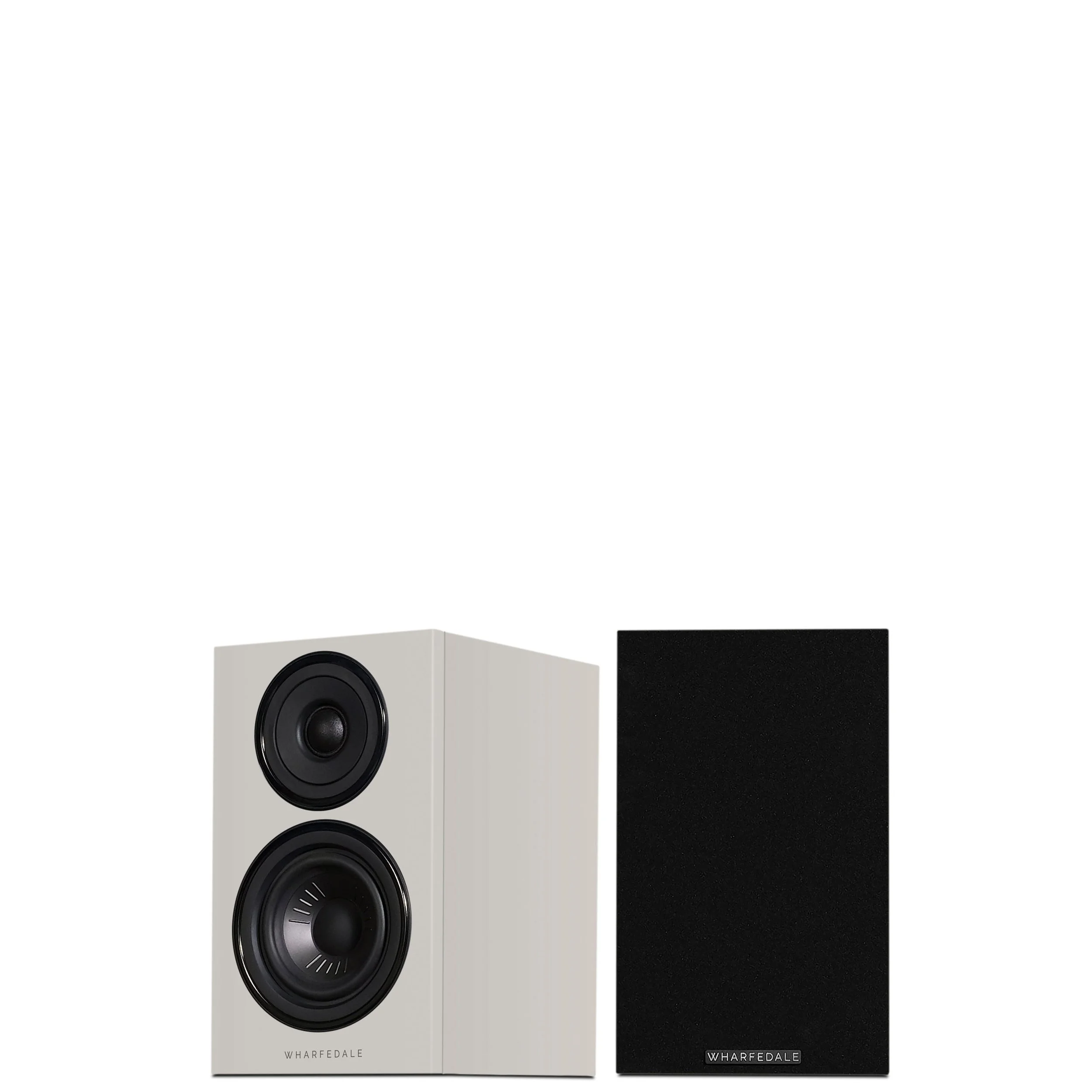 Wharfedale Diamond 12.0i compact bookshelf speakers shown in Stone Grey.