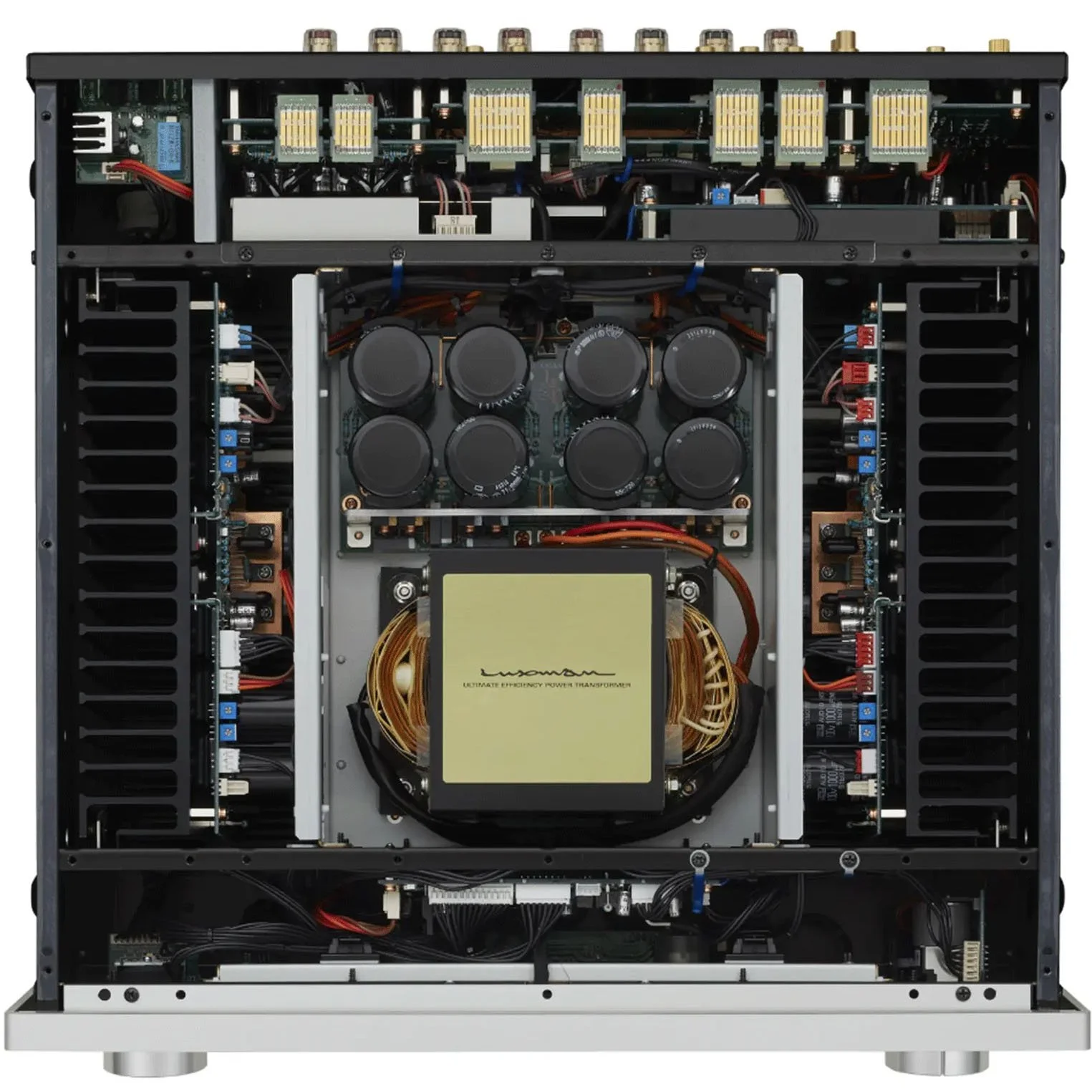 Inside view of the Luxman L-100 Centennial Class A integrated amplifier.