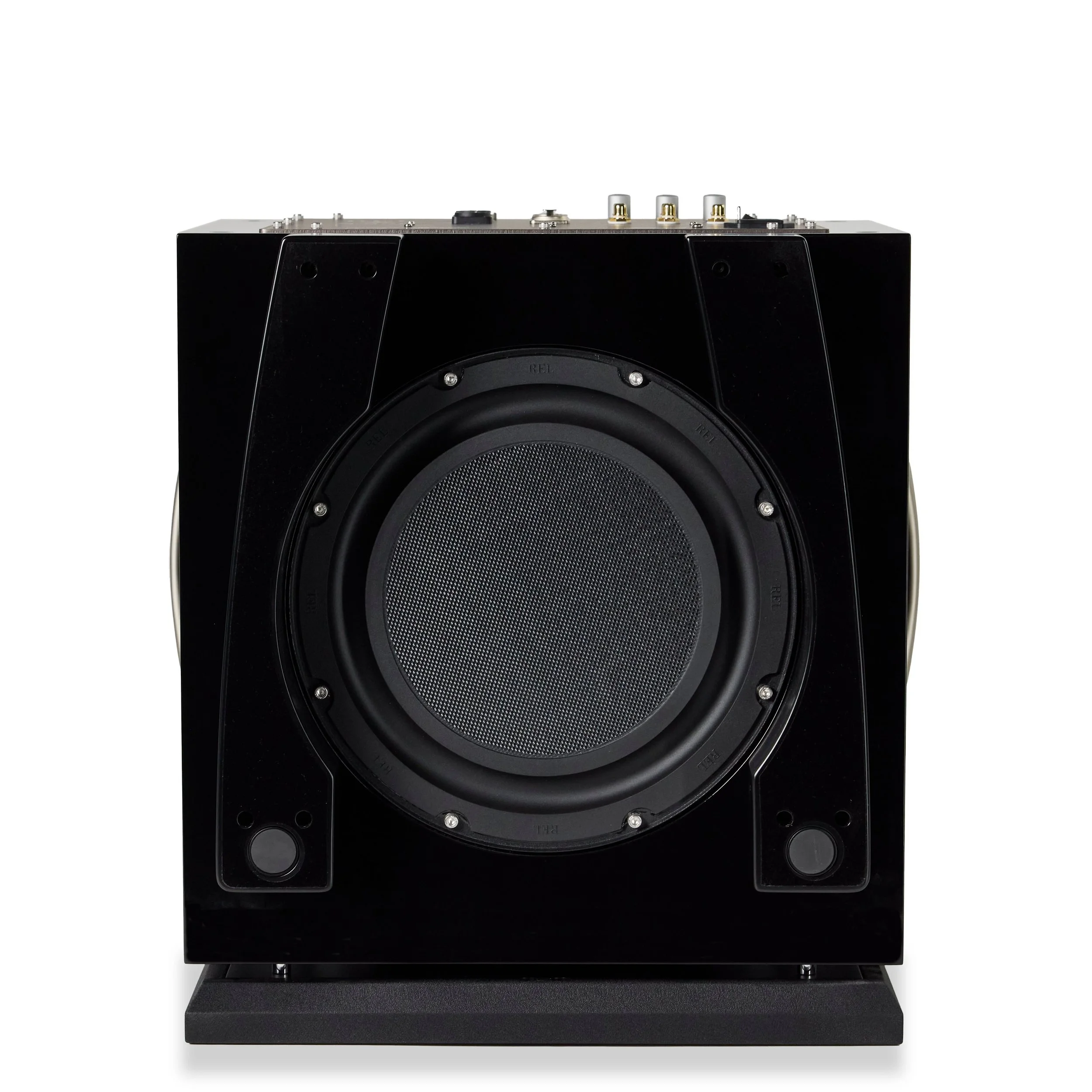 Bottom view of the REL S/550 in black.