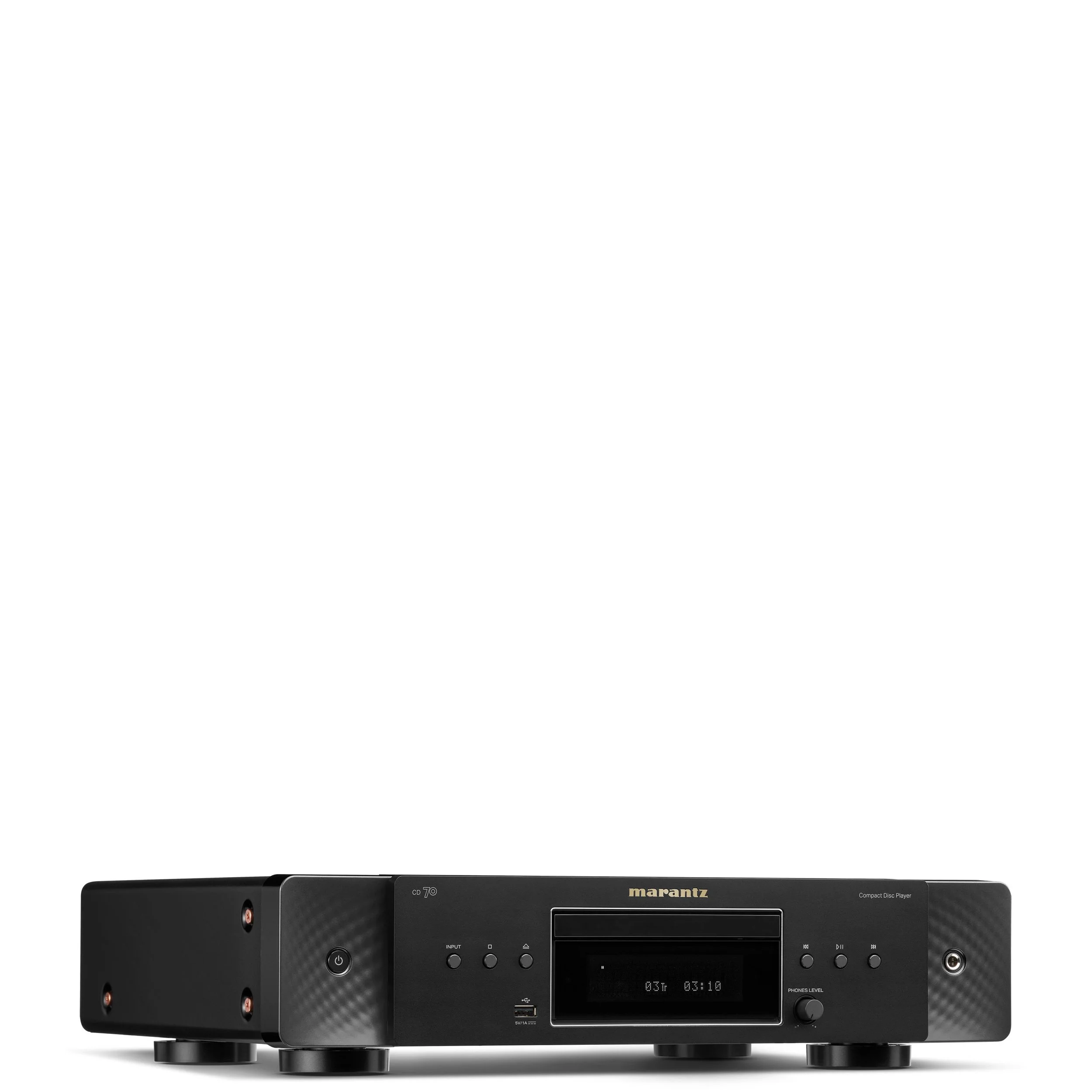 Angled front view of the Marantz CD 70 CD player.