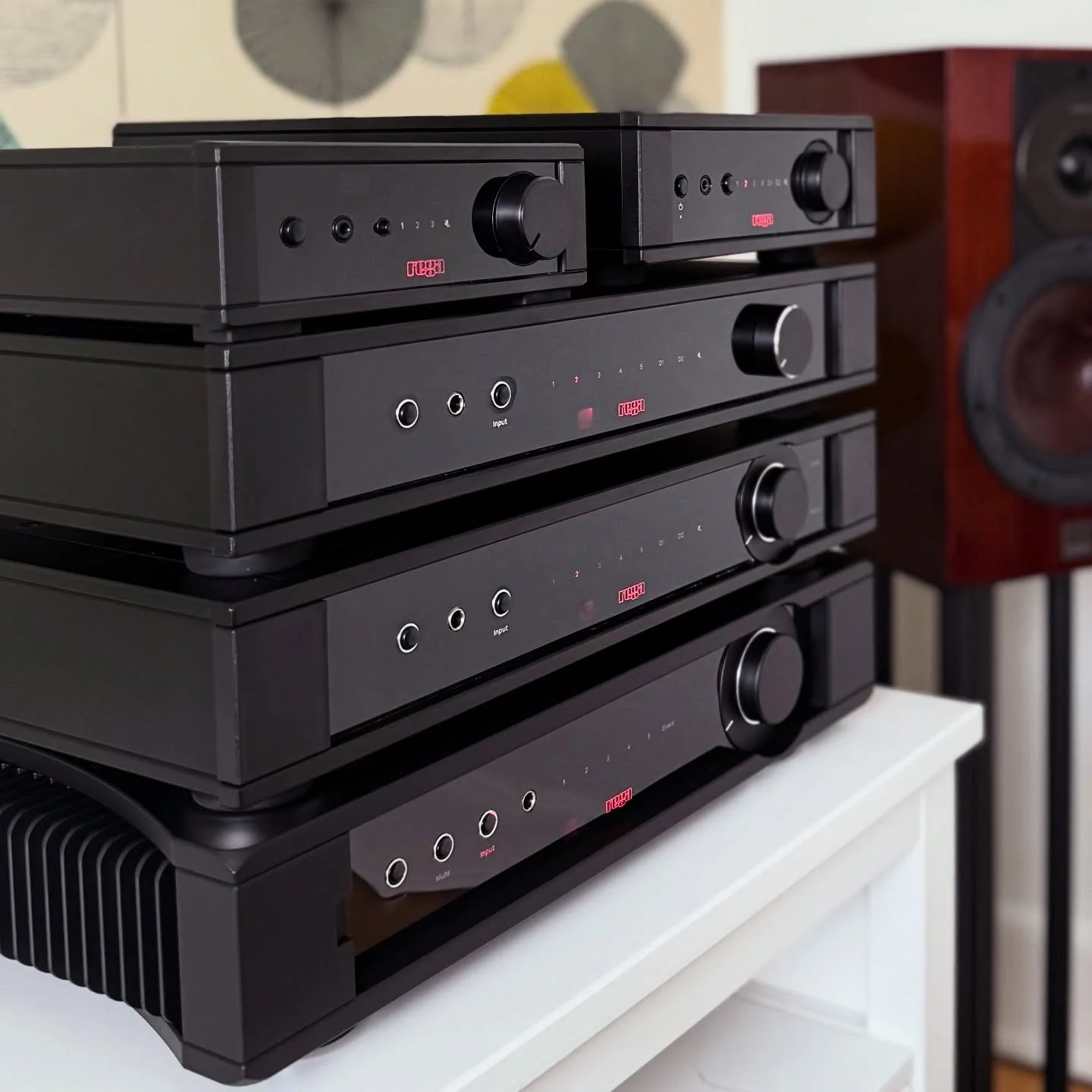 That&rsquo;s a whole lot of Rega amps right there!!
 
@regaresearch integrated amplifiers are now available for audition in our showroom!
 
Top left: the wonderful little io. Smaller than a shoebox, this little amp packs a powerful musical punch. For