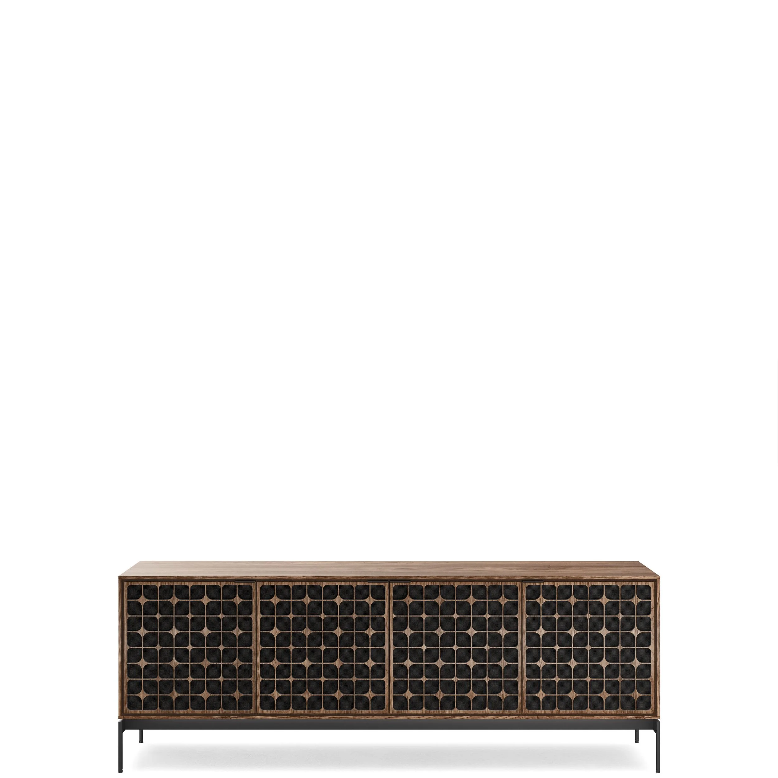 BDI Elements 8709-CS media console shown in natural walnut.