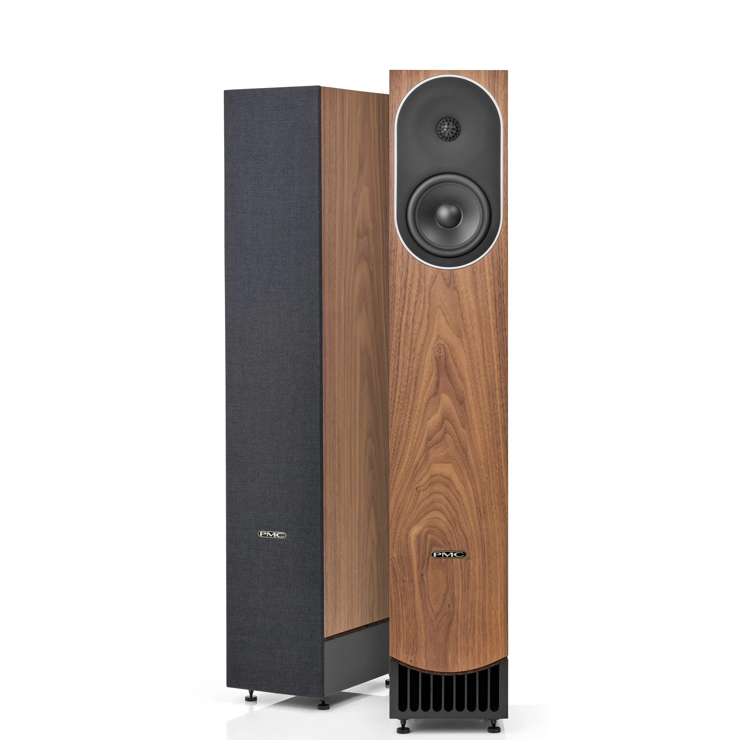 PMC prophecy5 floorstanding speaker shown in the Natural Walnut finish.