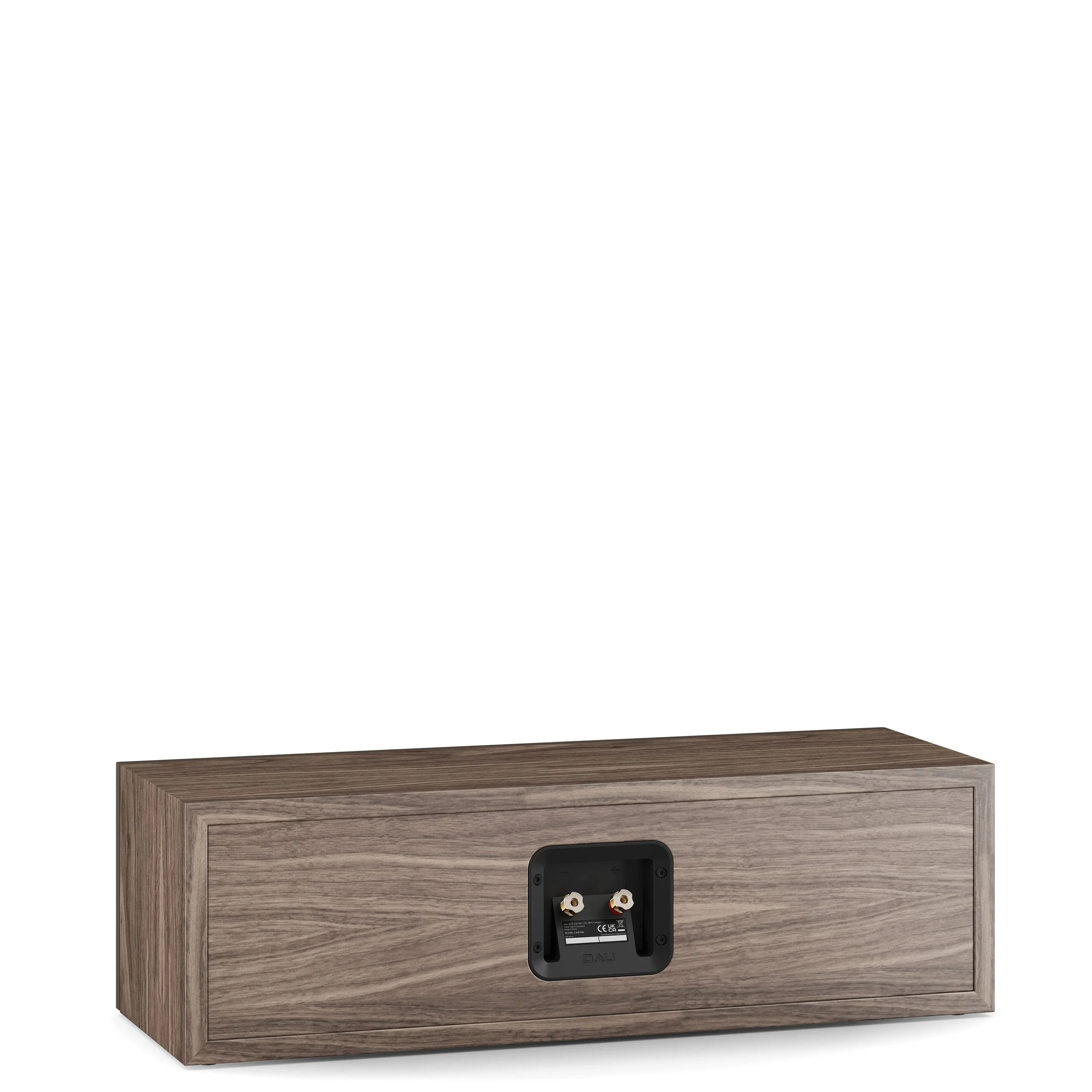 Back view of the DALI Sonik Cinema centre speaker showing speaker connectors.
