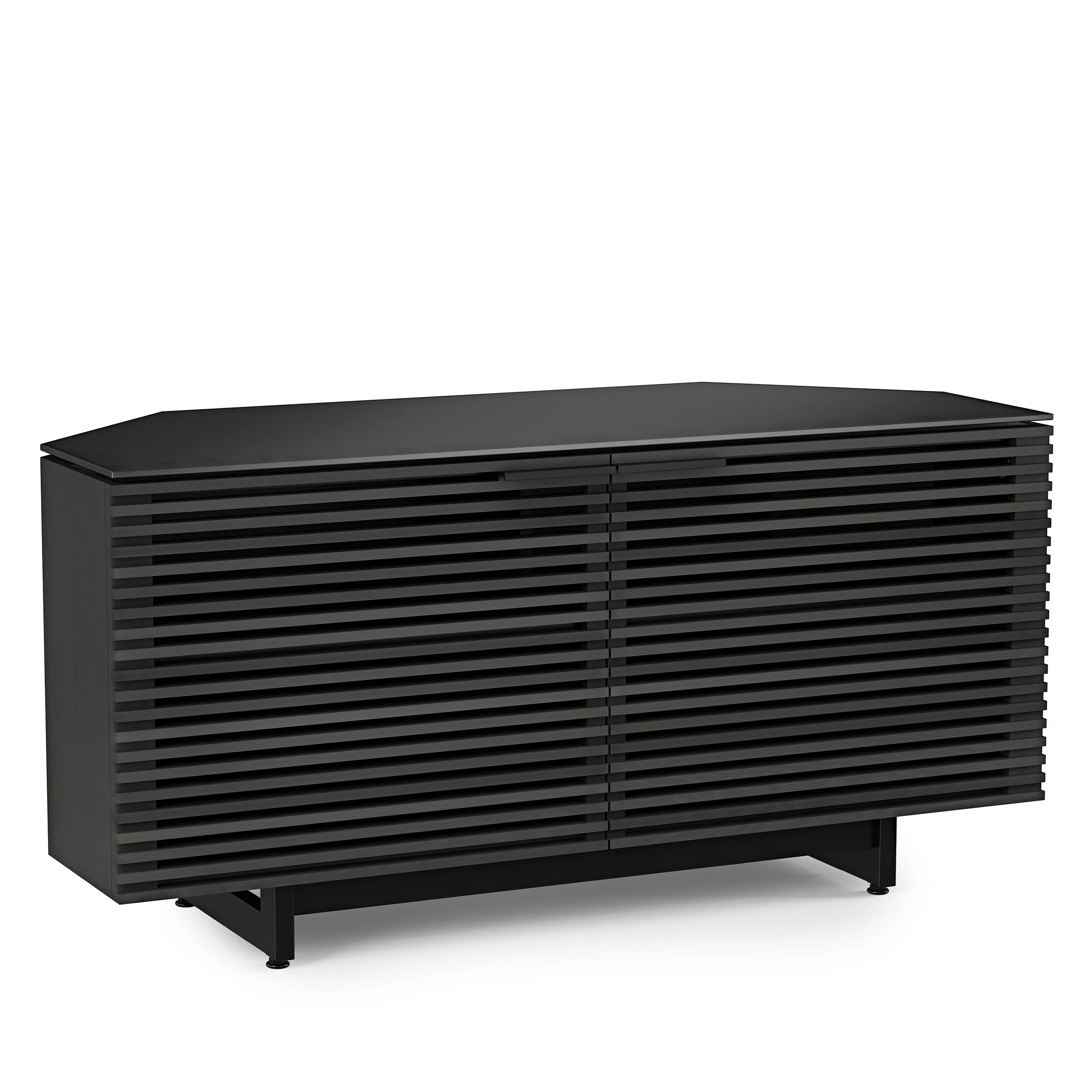 BDI Corridor 8175 corner cabinet shown in charcoal stained ash.