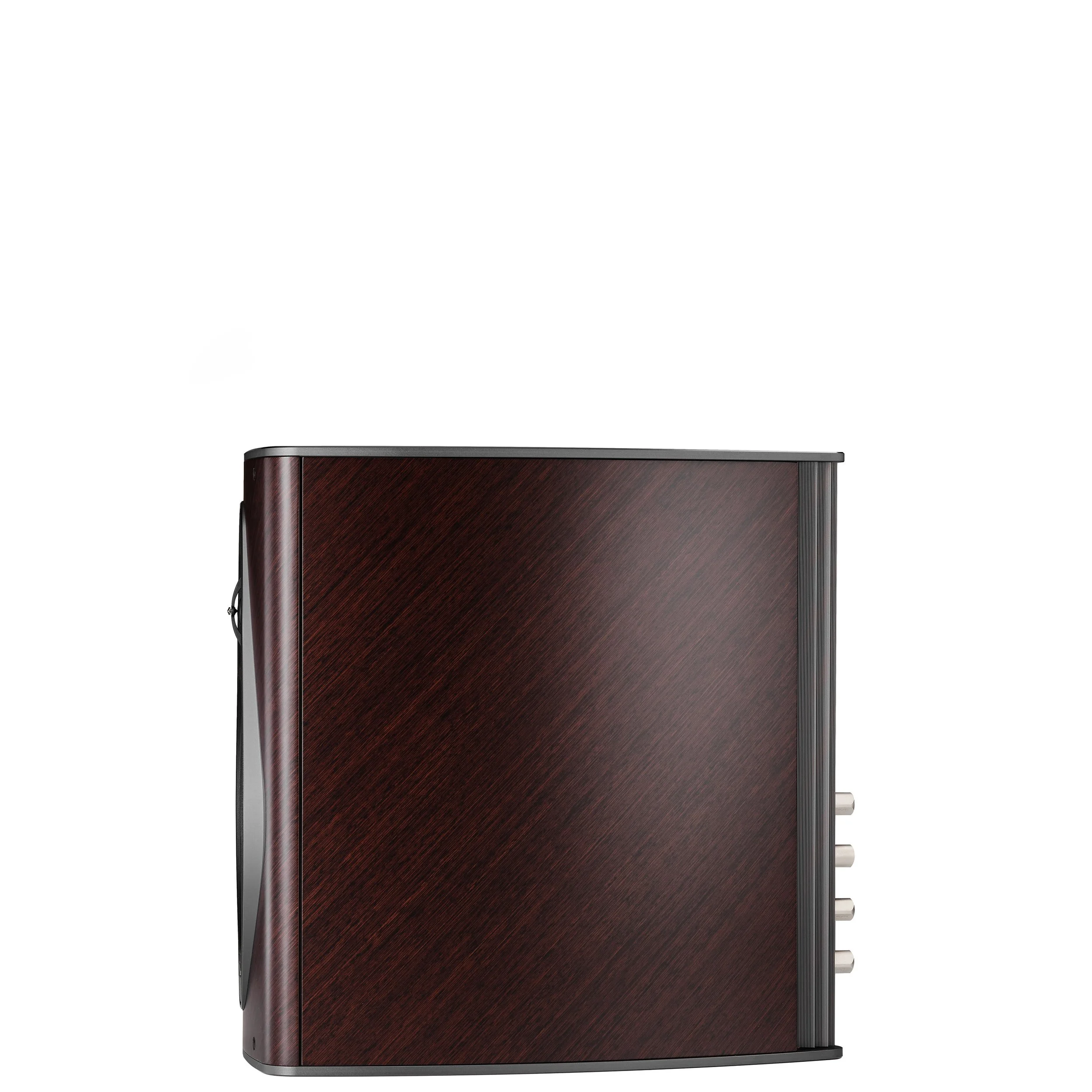 Side view of the Sonus faber Olympica I G3 in wenge showing 45-degree wood grain.