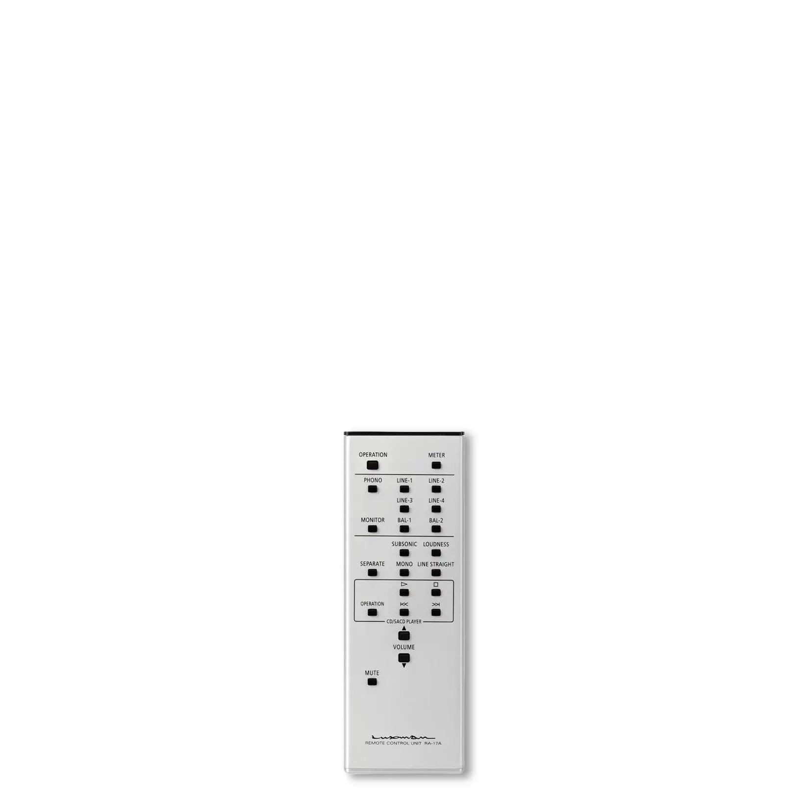 Remote control included with the Luxman L-100 Centennial.