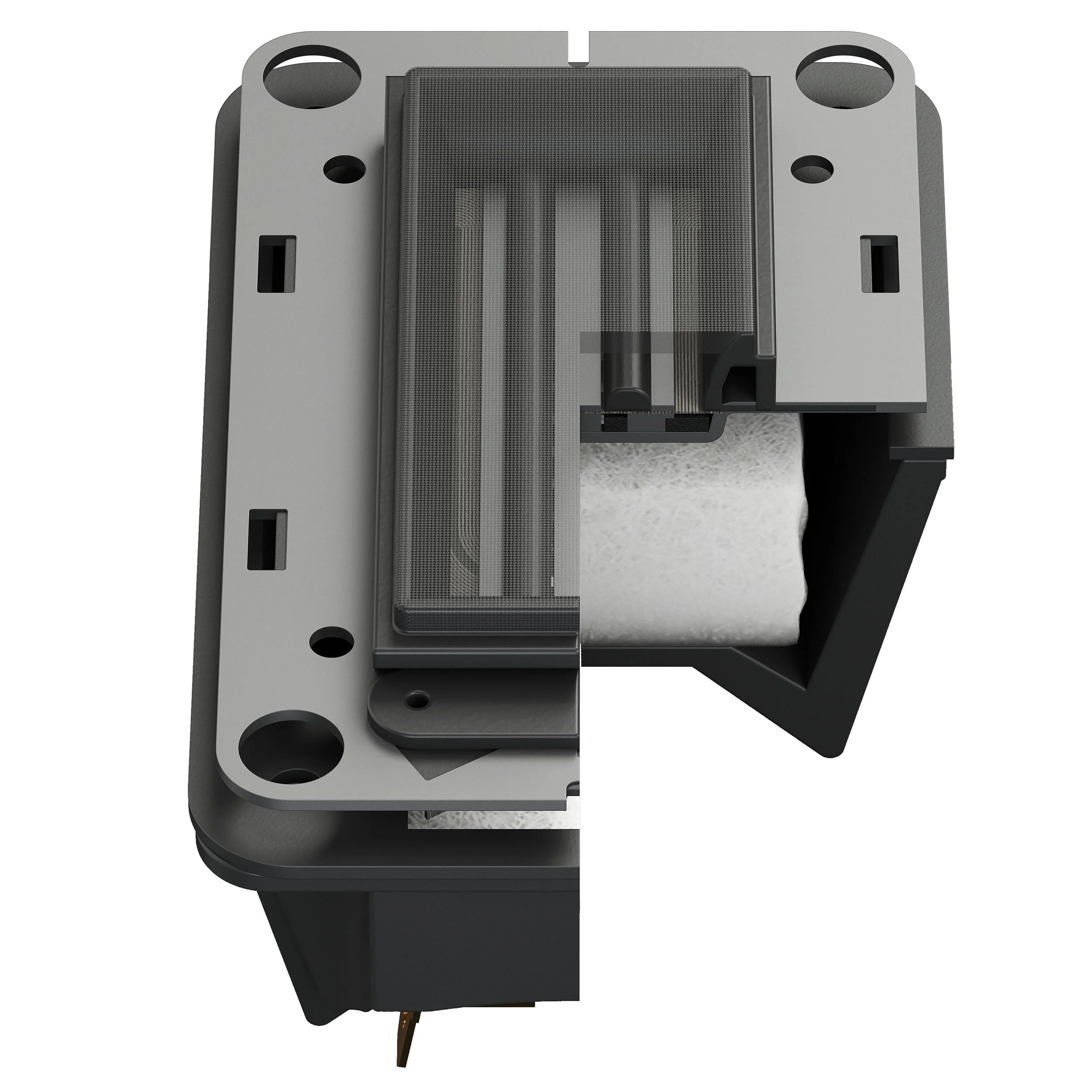 Cut-away detail of the planar magnetostatic tweeter used in the DALI Sonik series hybrid tweeter.