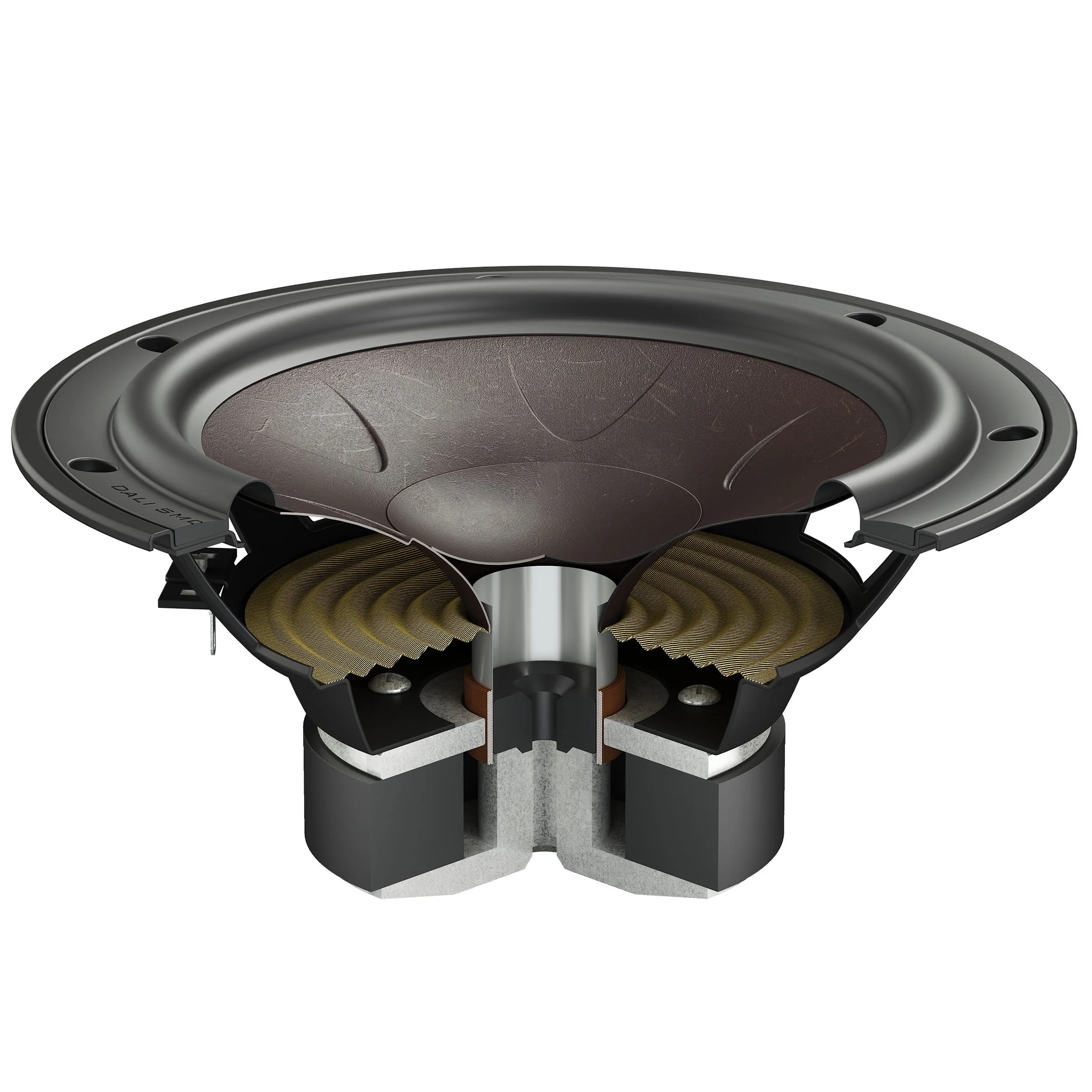 Cut-away detail of the Clarity Cone main driver used in the DALI Sonik series.