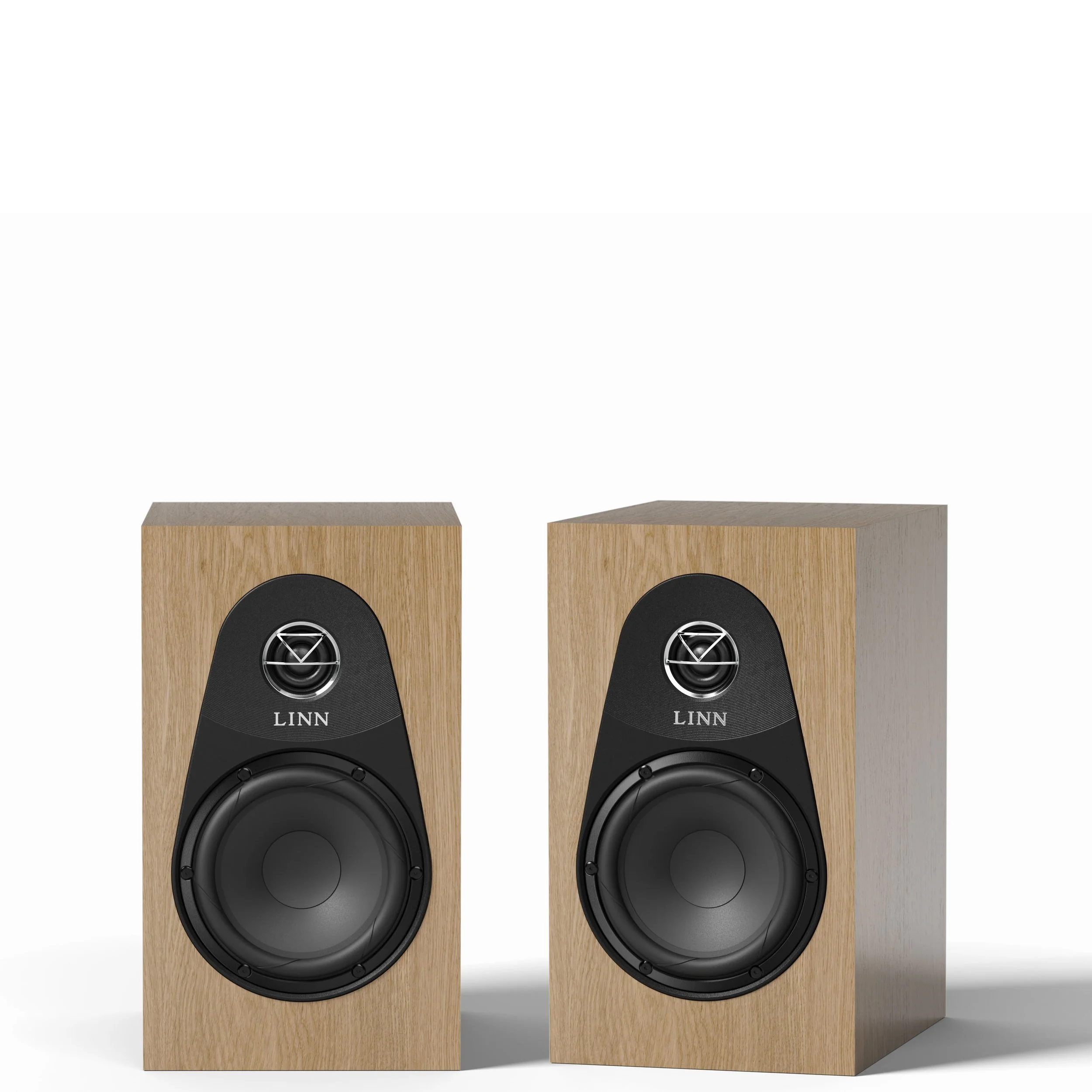 Linn 119 bookshelf speakers shown in oak.