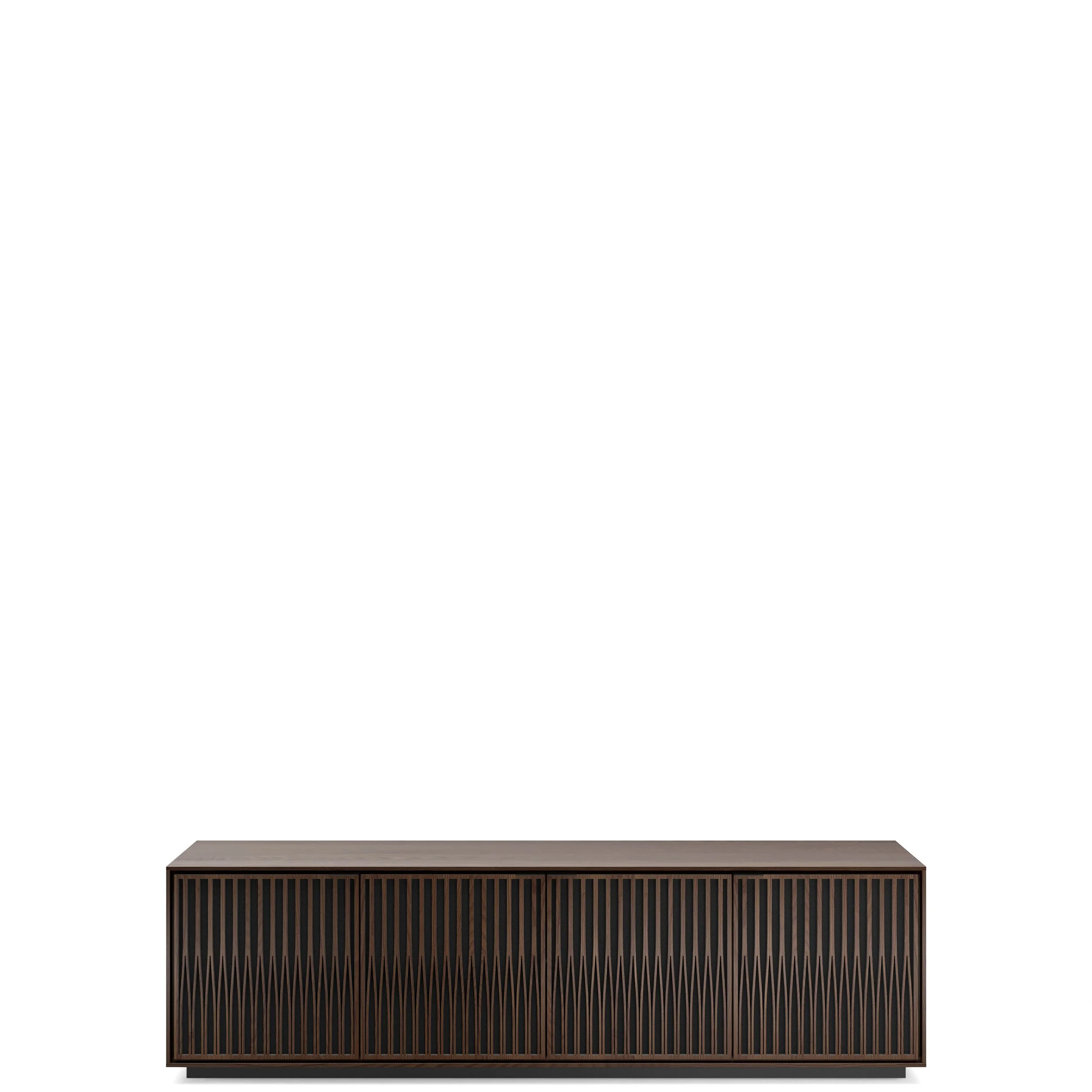 BDI Elements 8703-TU media cabinet shown in toasted oak.