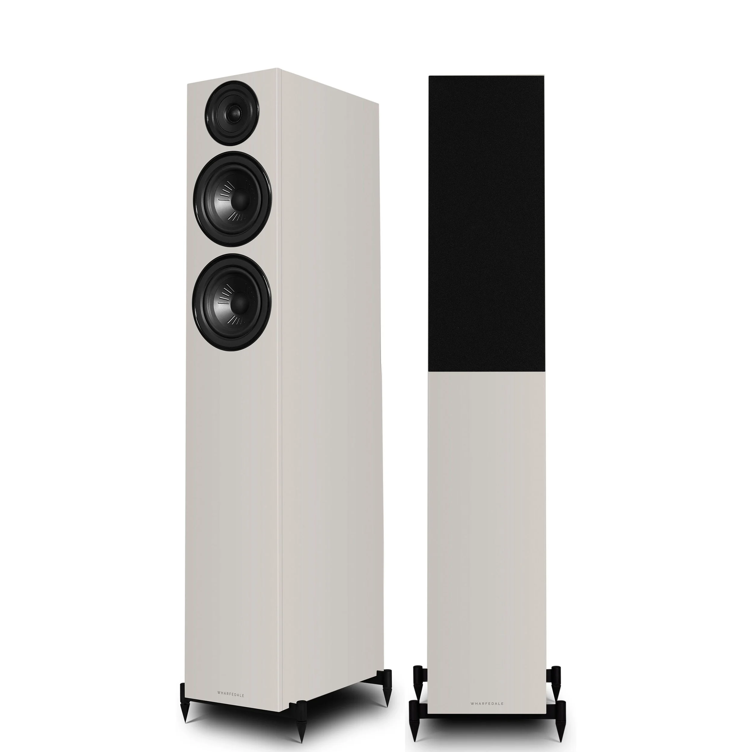 Wharfedale Diamond 12.4i floorstanding speakers shown in Stone Grey.