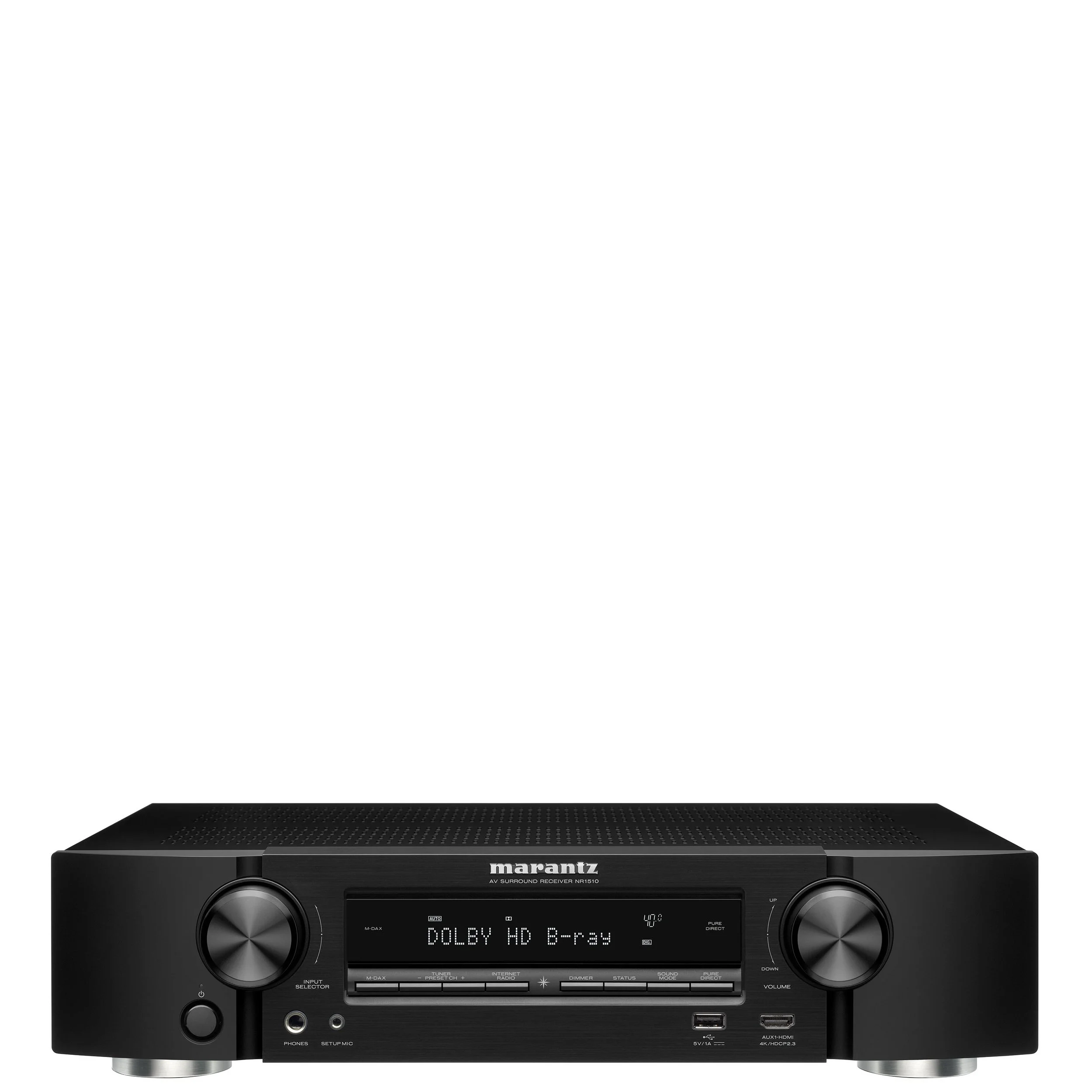 Front view of the Marantz NR1510 AV surround receiver.