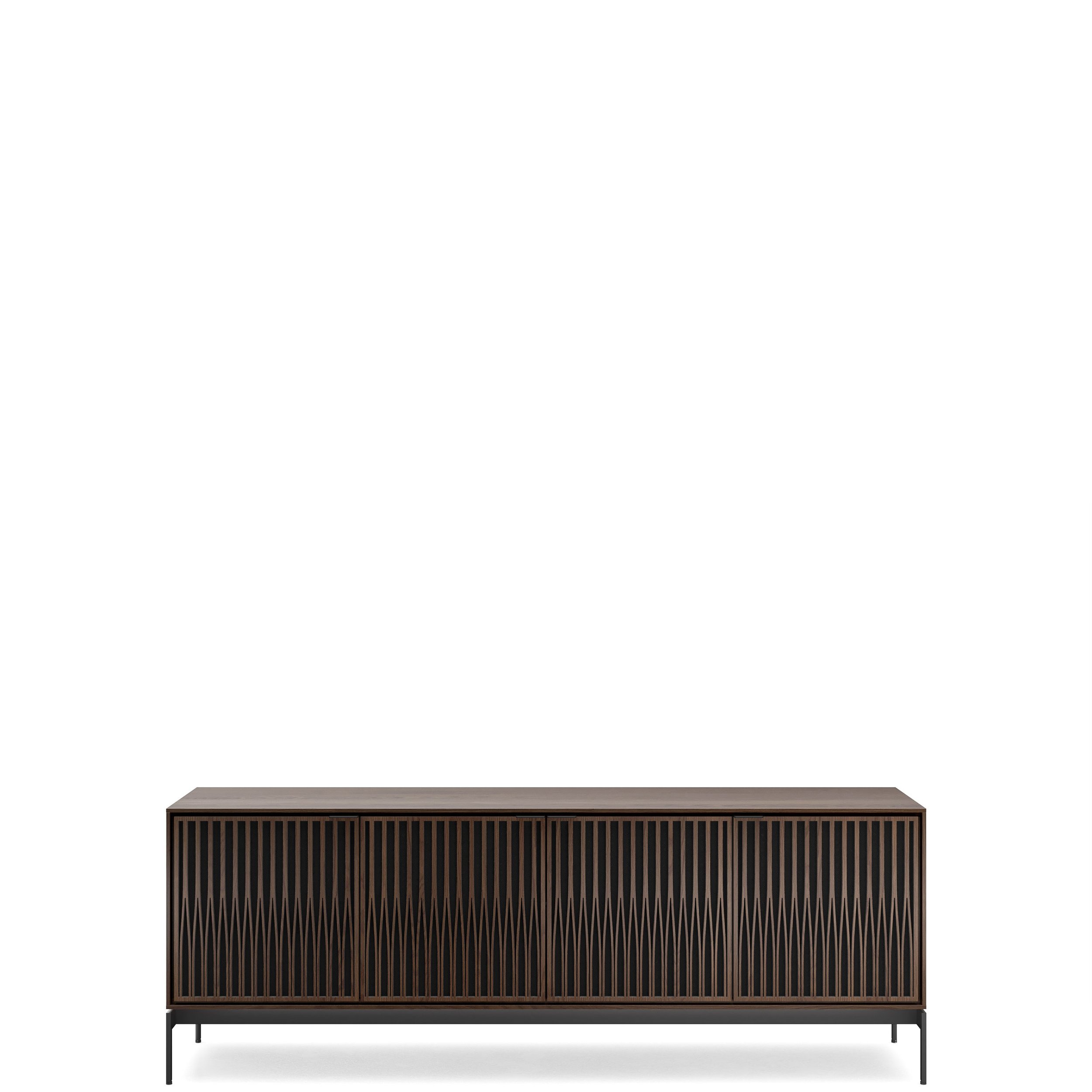BDI Elements 8709-TU media console shown in toasted oak.