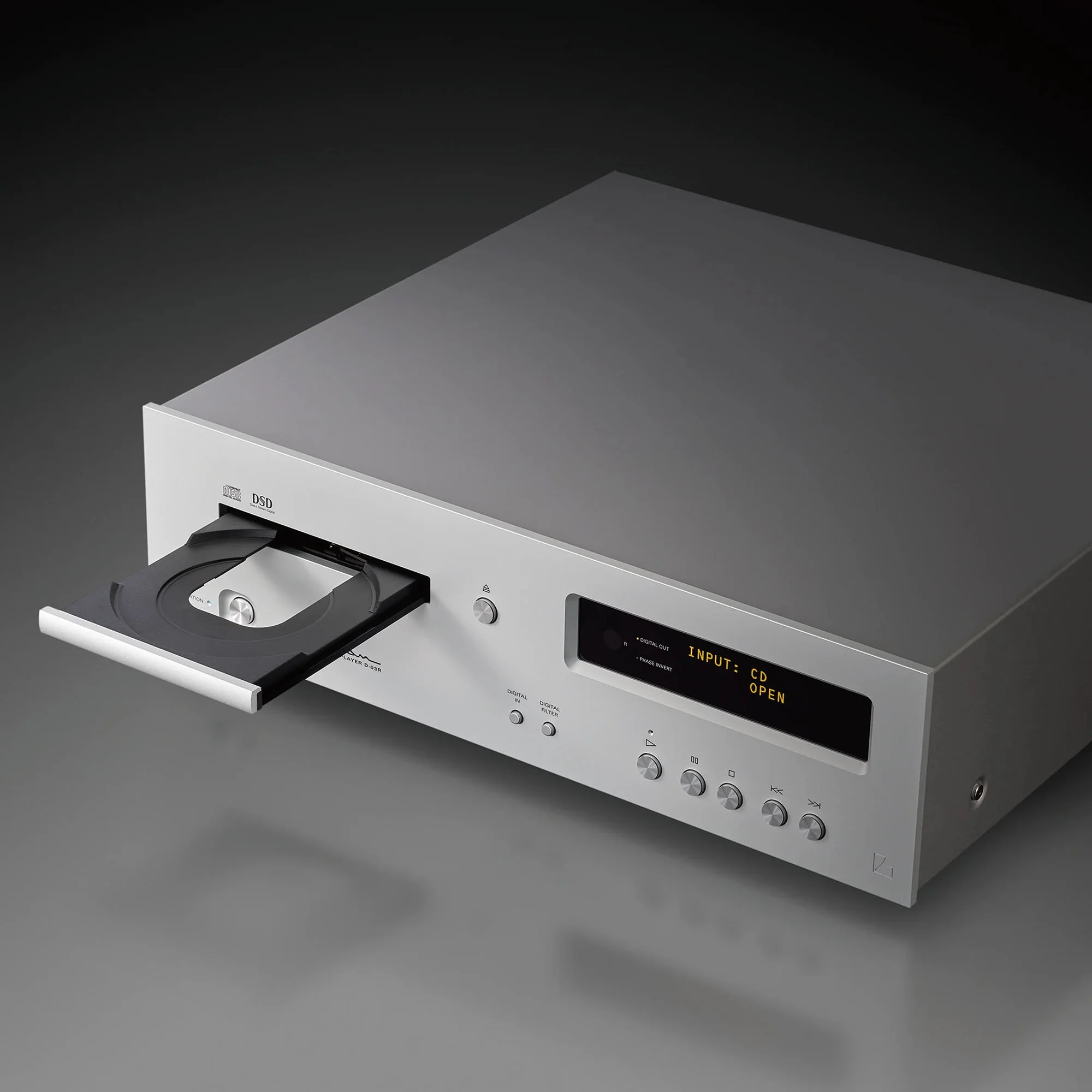 Luxman D-03R CD player shown with CD drawer open.