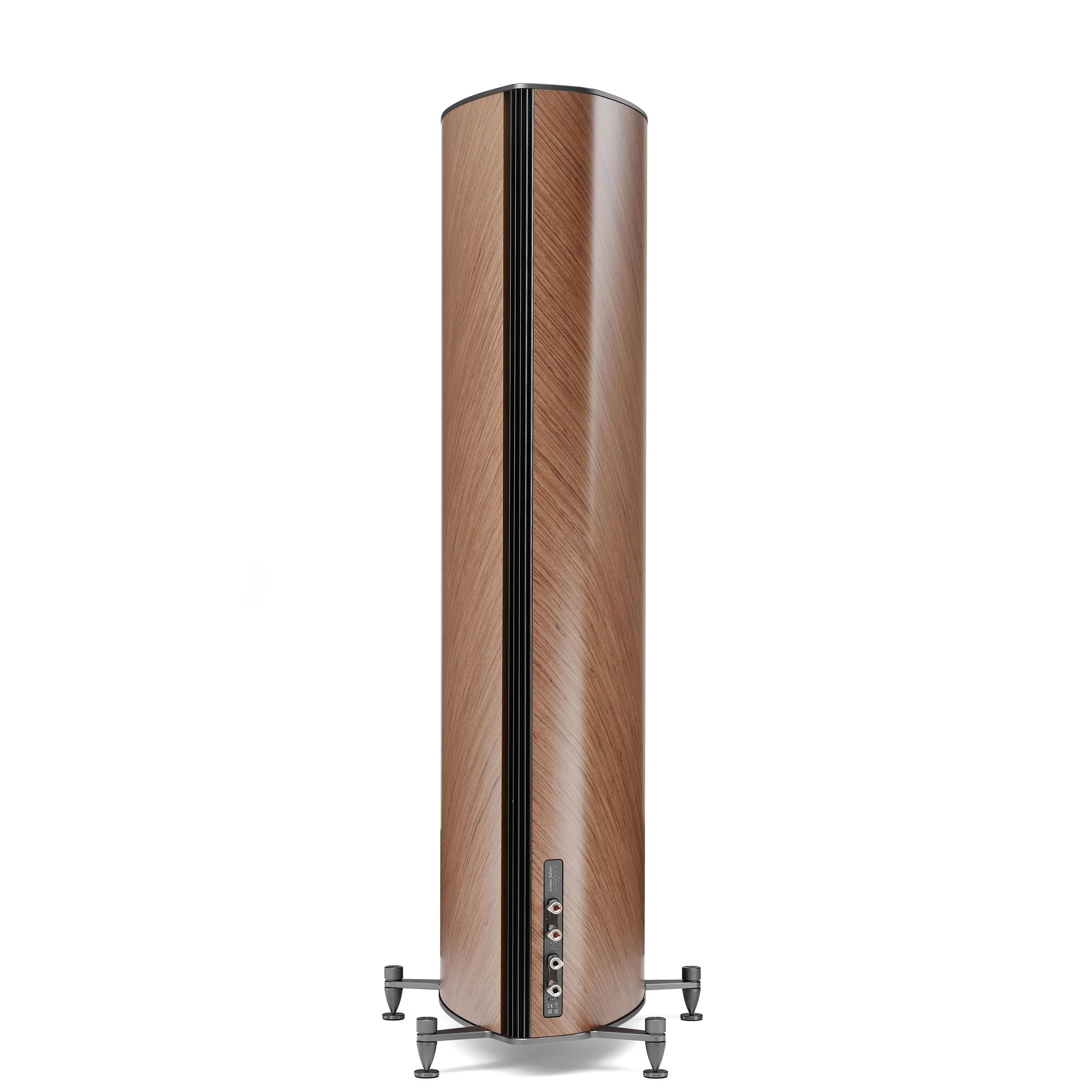 Back view of the Sonus faber Olympica V G3 showing speaker connectors and rear stealth ultraflex slot port.