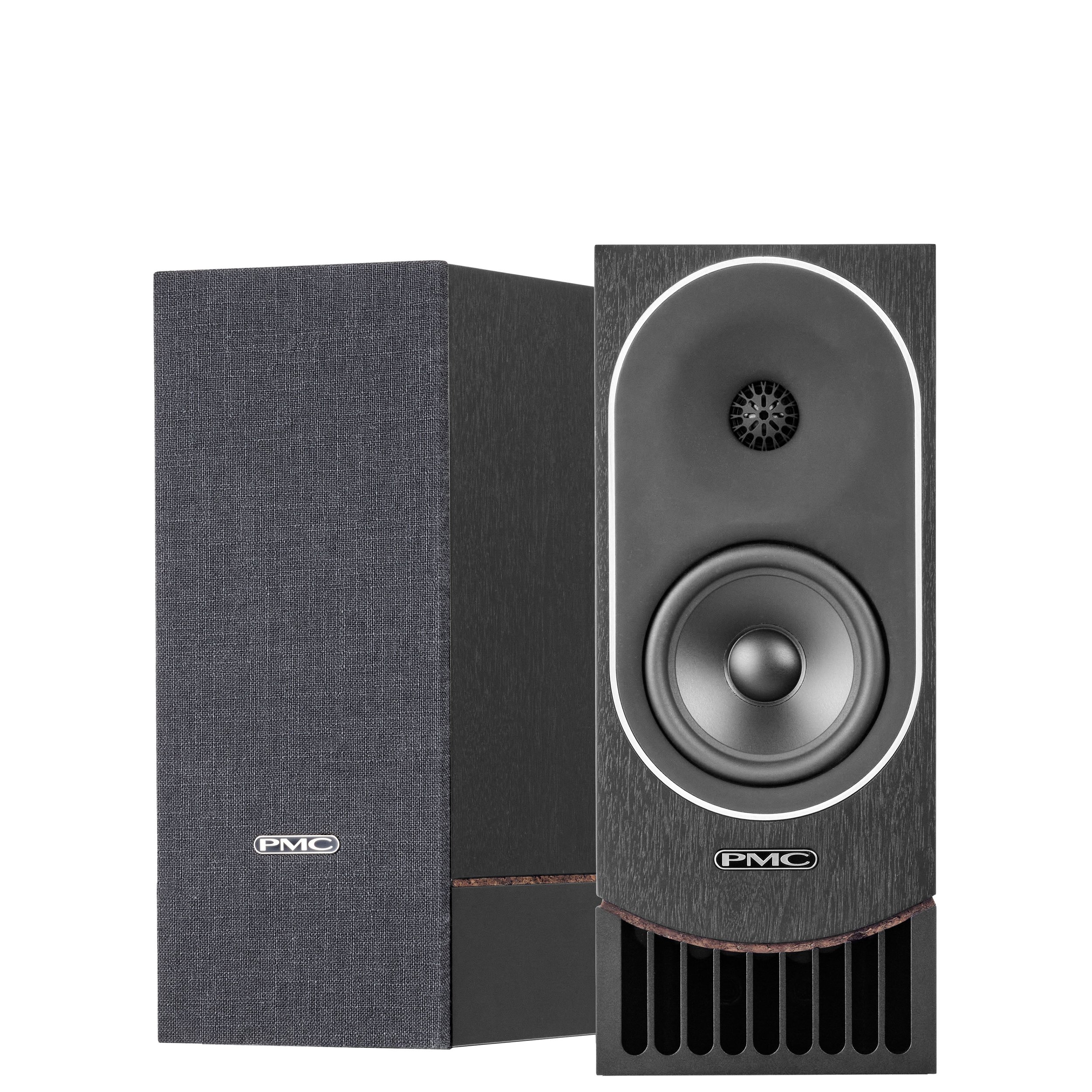 PMC prophecy1 bookshelf speakers shown in the blackened walnut finish.