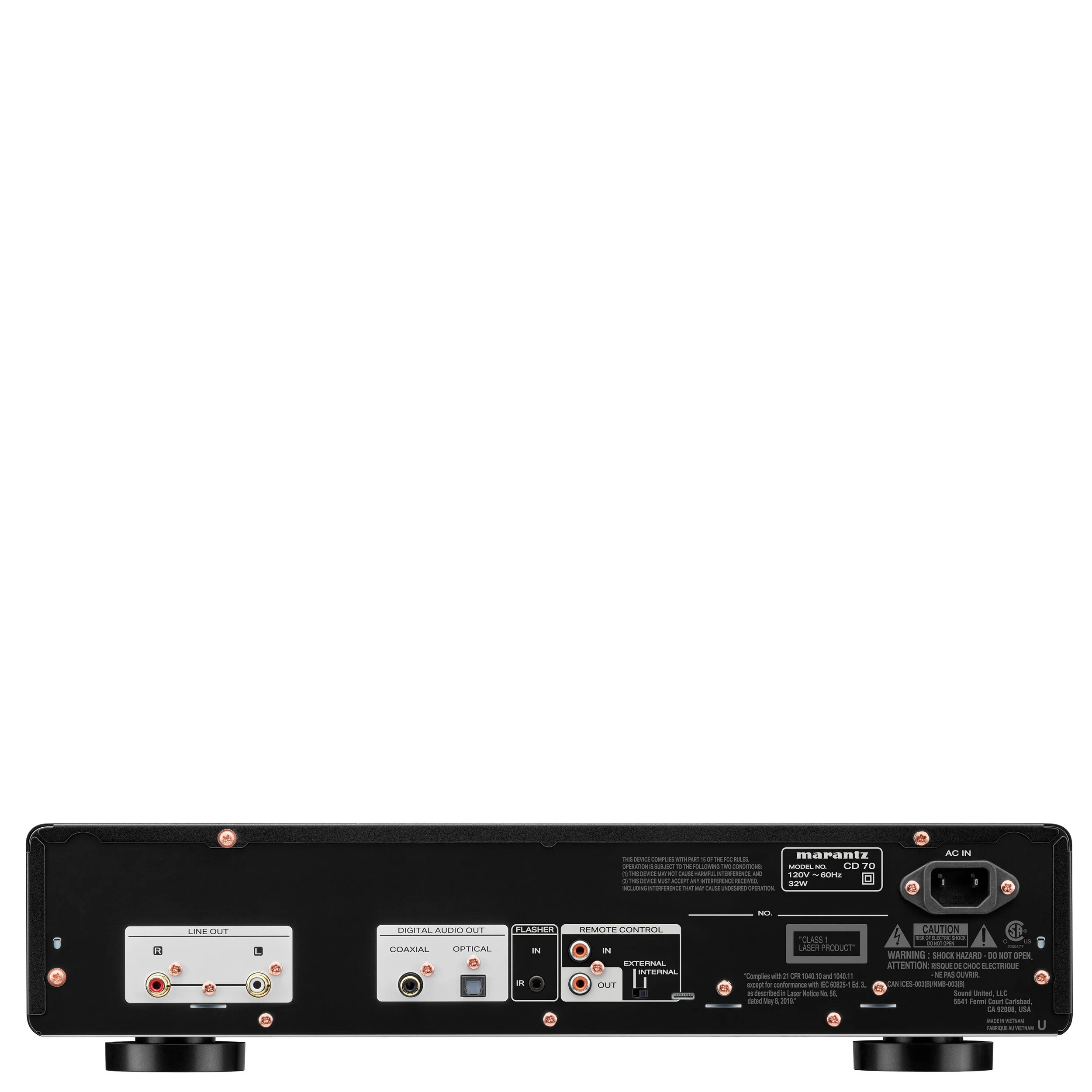 Back panel view of the Marantz CD 70 showing analog and digital connections.