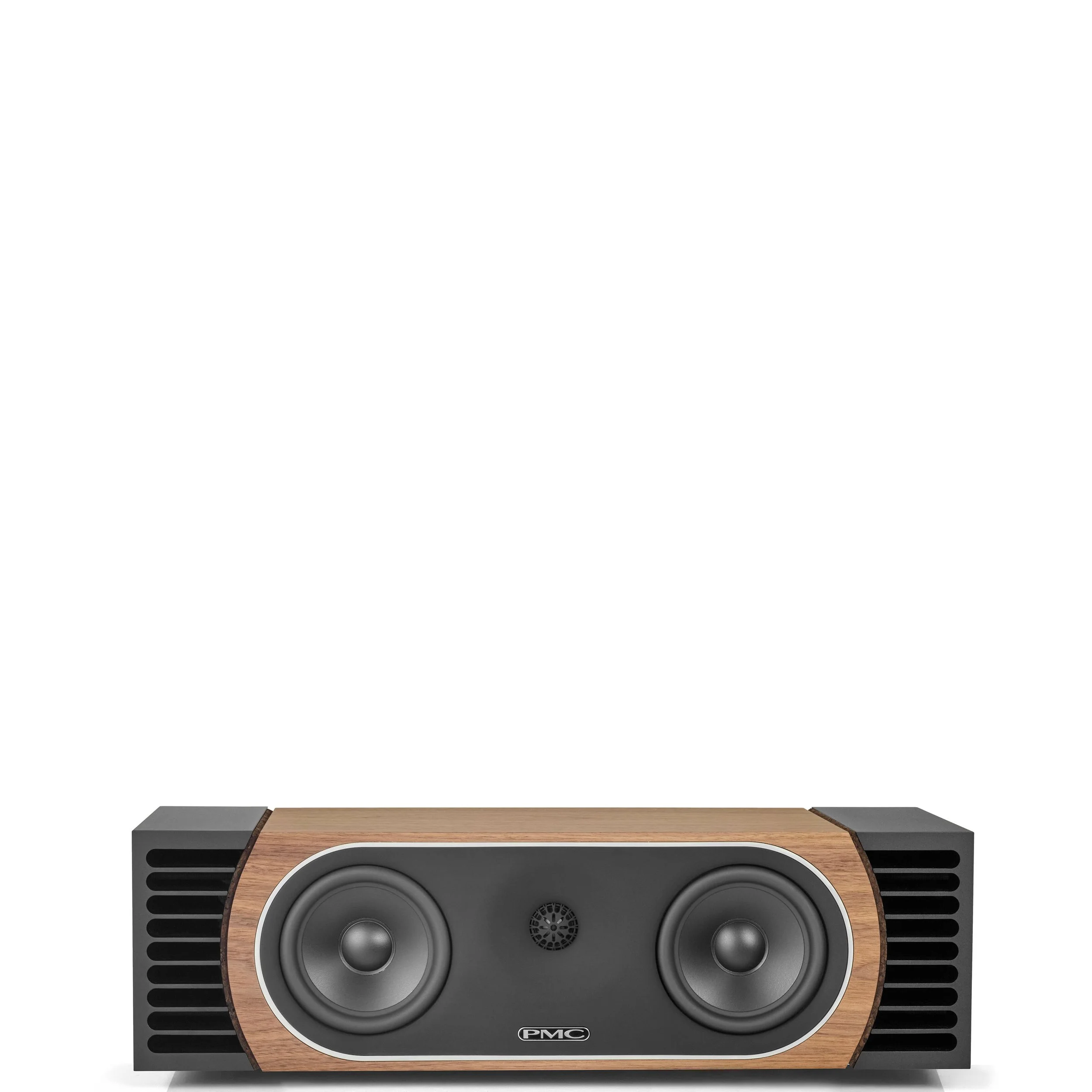 PMC prophecyC centre channel speaker shown in the Natural Walnut finish.