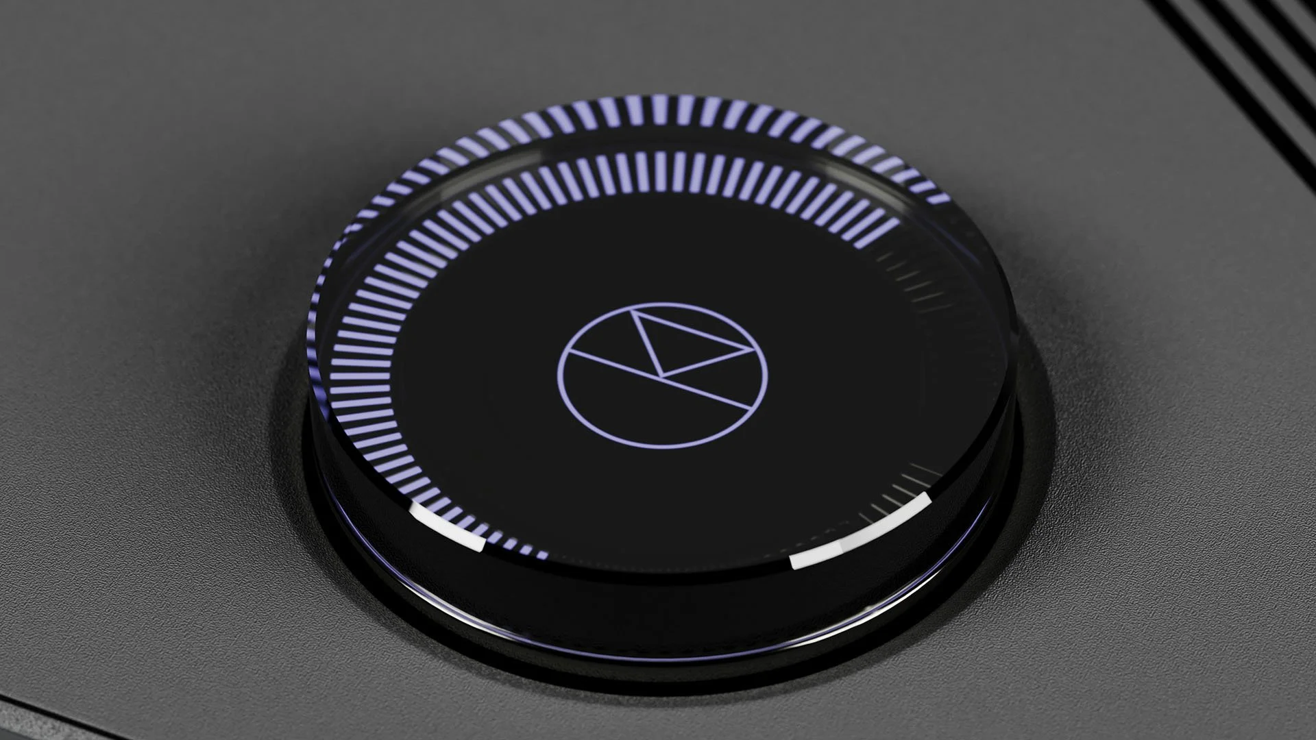 Close-up detail of the volume control on the top of the Linn Selekt DSM Classic Hub.