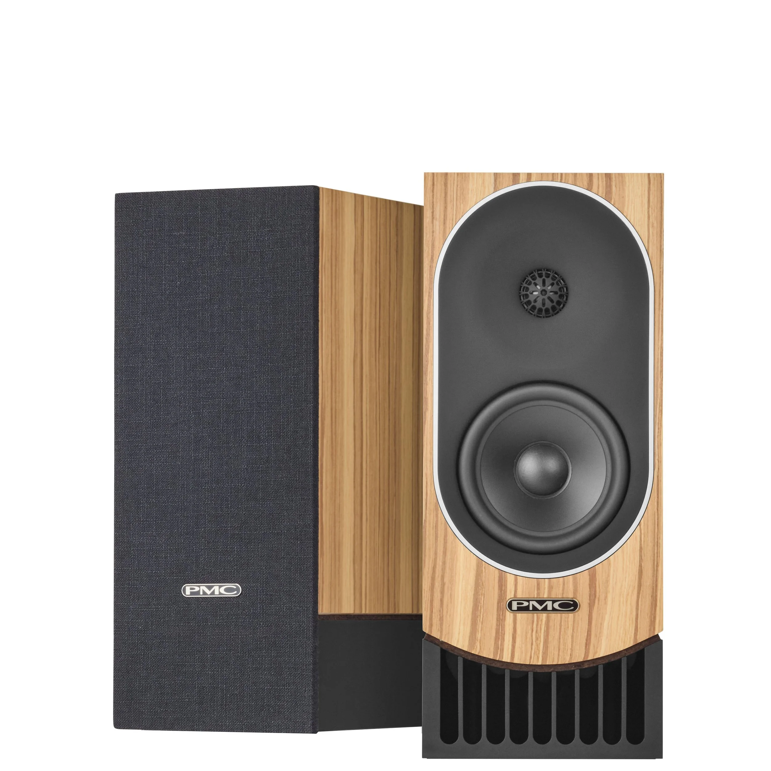 PMC prophecy1 bookshelf speakers shown in the mediterranean oak finish.