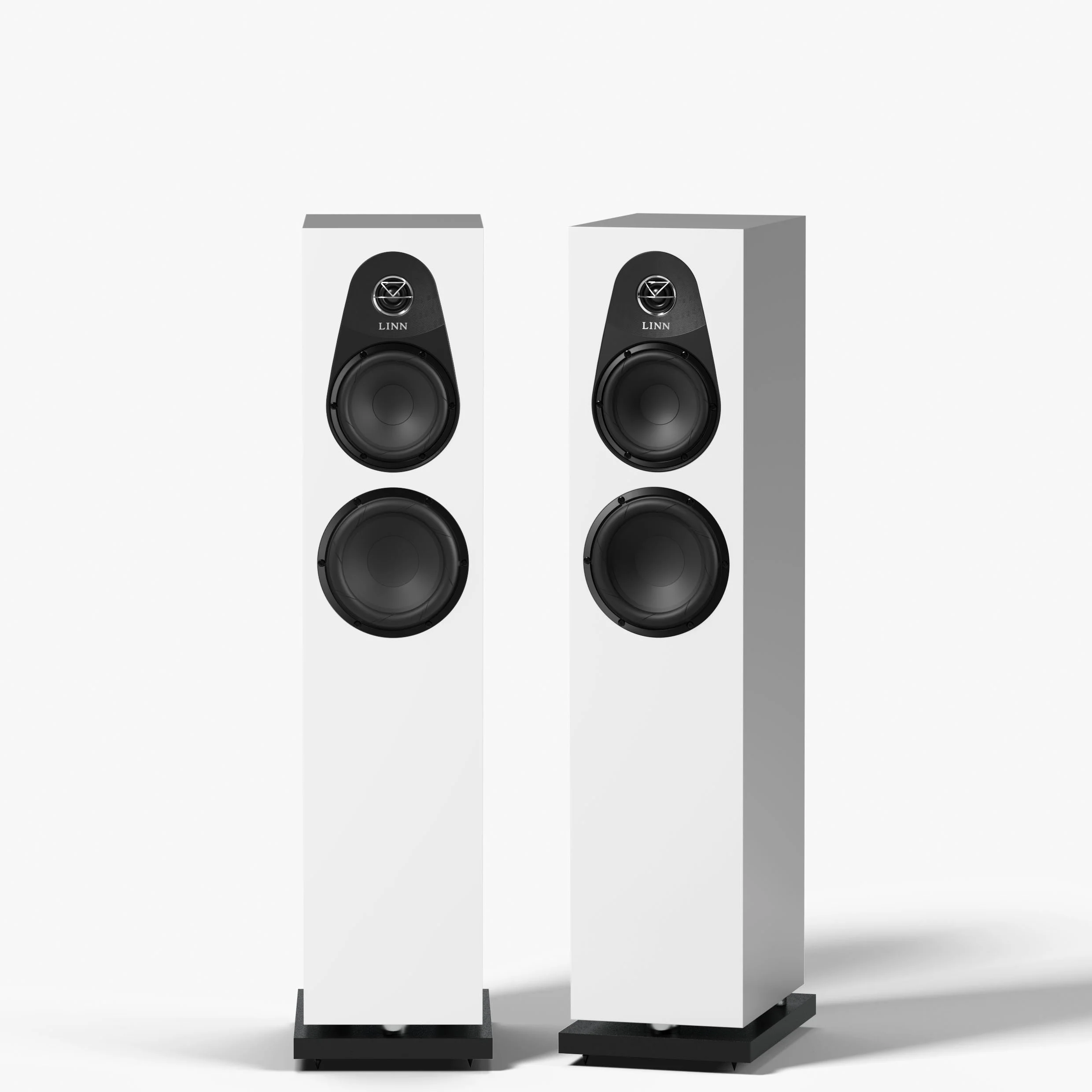 Linn 150 floorstanding speaker shown in white.