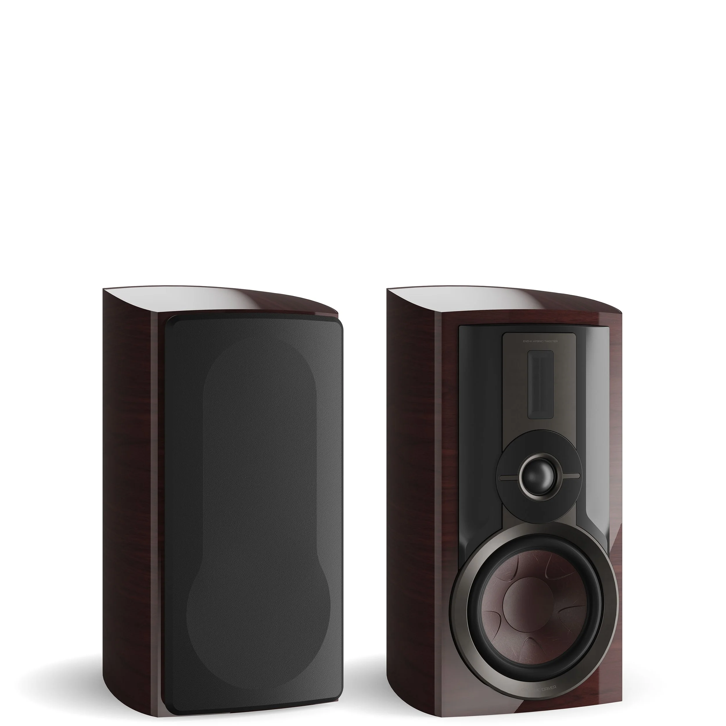 DALI Epikore 3 high-end standmount speaker shown in high gloss maroon.