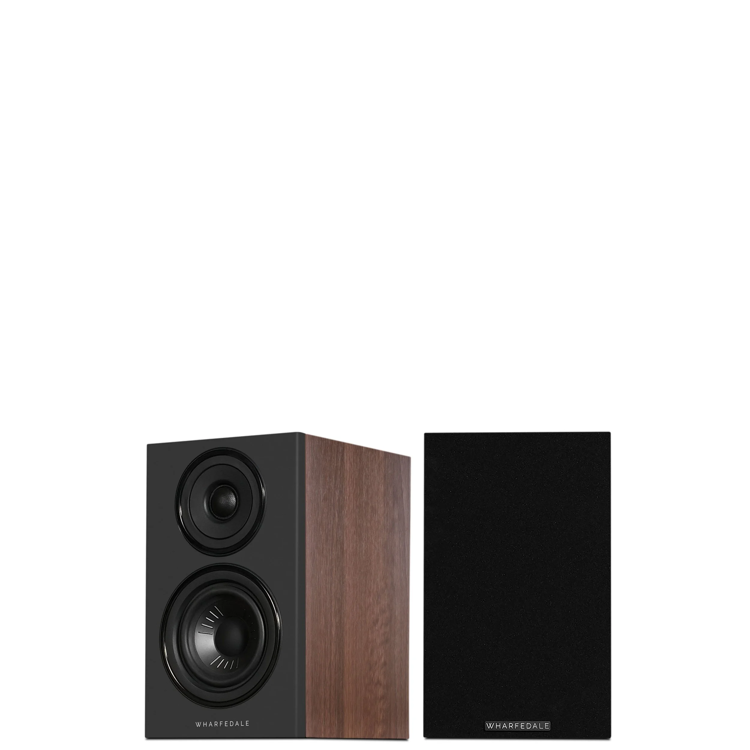 Wharfedale Diamond 12.0i compact bookshelf speakers shown in walnut.