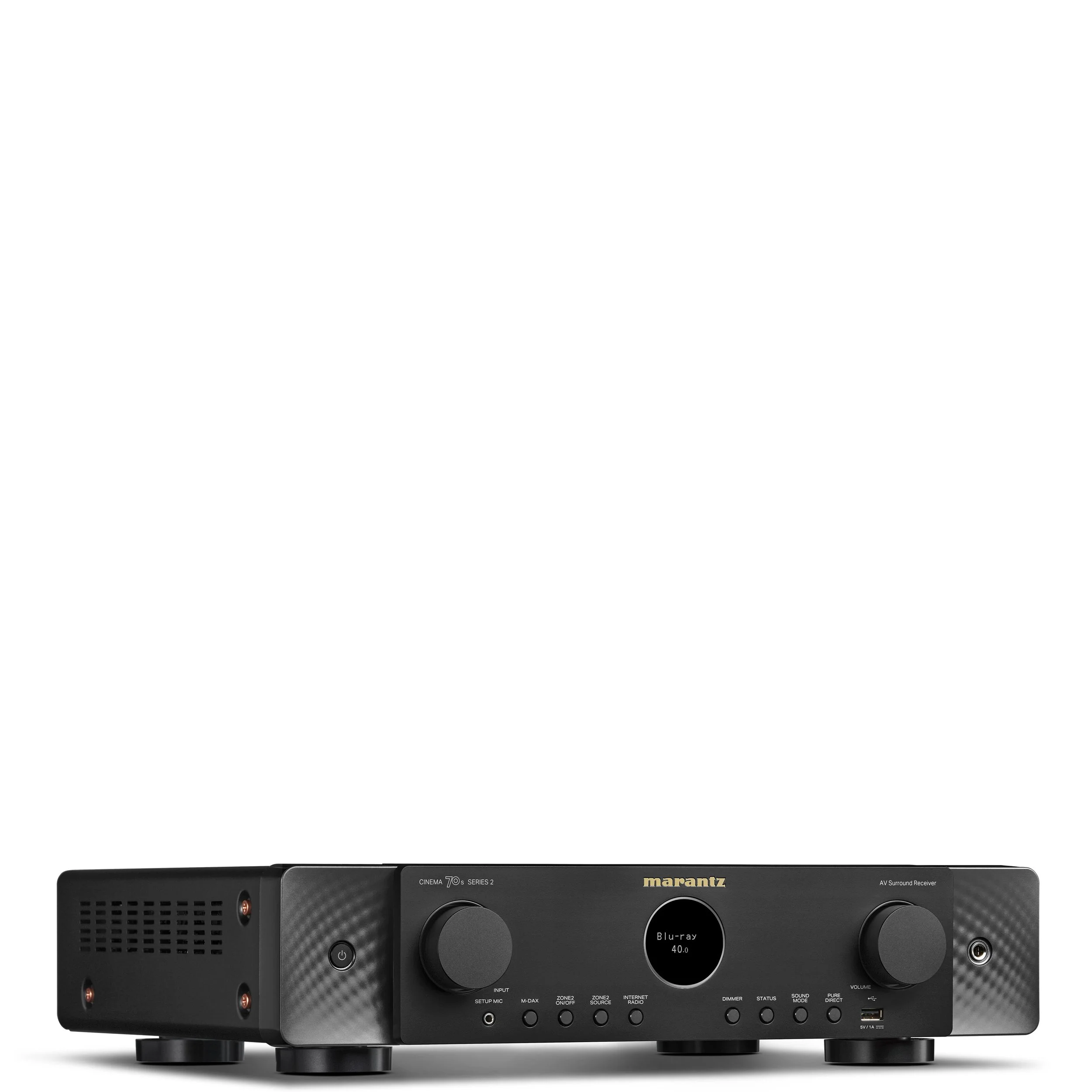 Angled front view of the Marantz Cinema 70s Series 2 AV surround sound receiver.