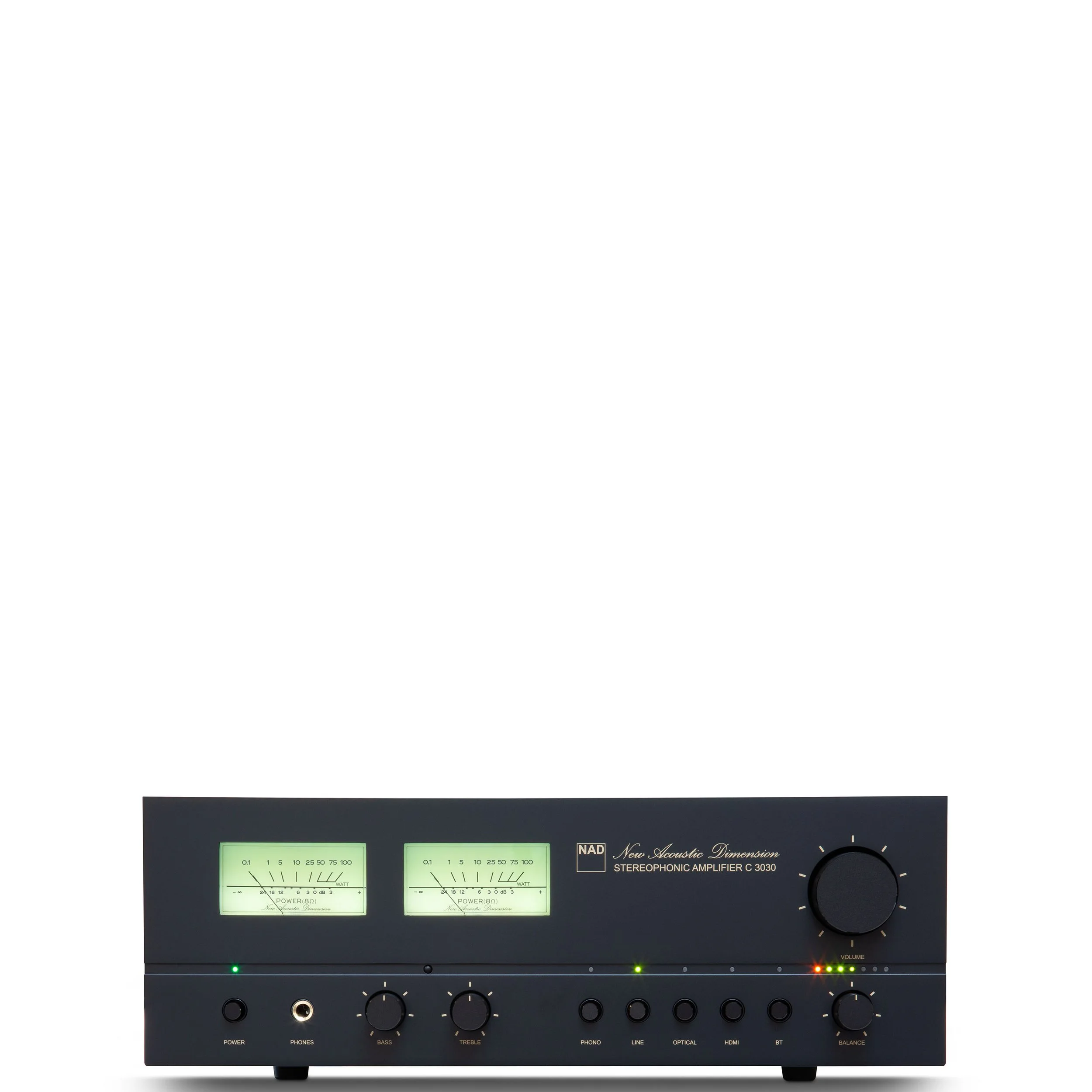 Front view of the NAD C 3030 integrated amplifier.