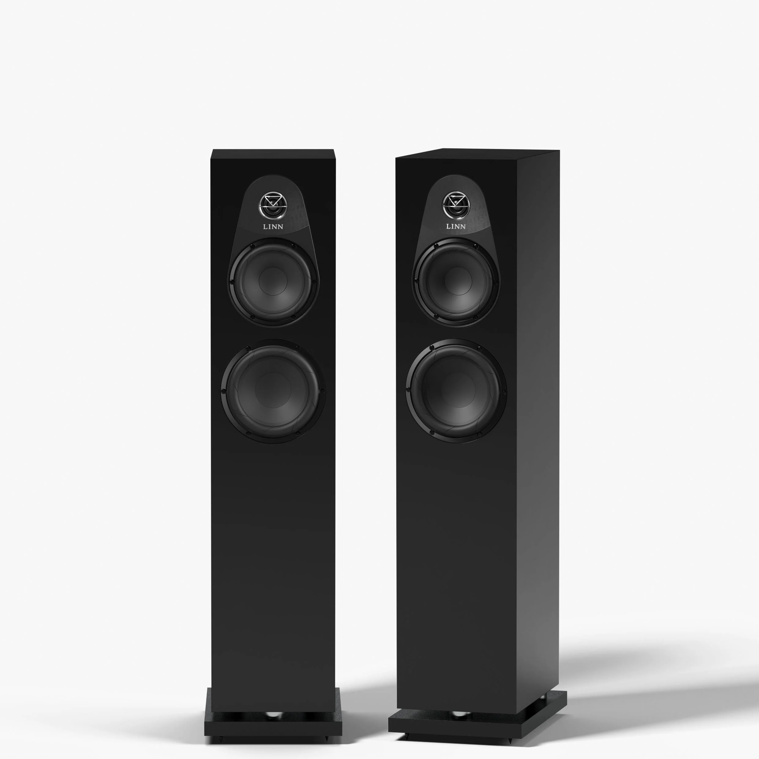 Linn 150 floorstanding speaker shown in black.